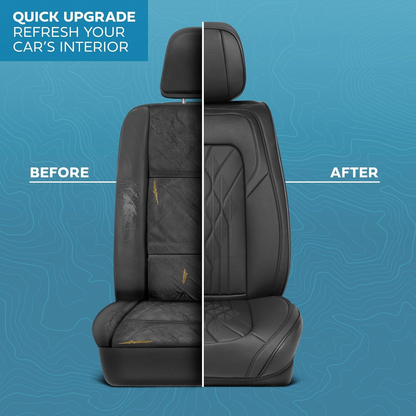 Elite Edition Faux Leather Seat Covers for Cars, Trucks, & SUV - 2 Black Car Seat Covers for Front Seats - Universal Fit Car Accessories Automotive Interior Cover Protector for Most Vehicles