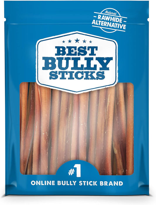 Best Bully Sticks 6 Inch Bully Sticks for Dogs - 15 Count (Pack of 1) - Natural, Easily Digestible, 100% Grass-Fed Beef, Grain and Rawhide Free