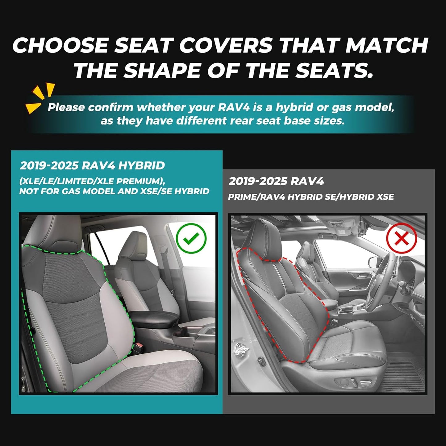 for Toyota RAV4 Seat Covers 2019 2020 2021 2022 2023 2024 2025 RAV 4 Prime & Hybrid XLE LE Limited XLE Premium (Not for XSE/SE Hybrid) - Custom Leather Car Seat Covers Full Set - BlackRed