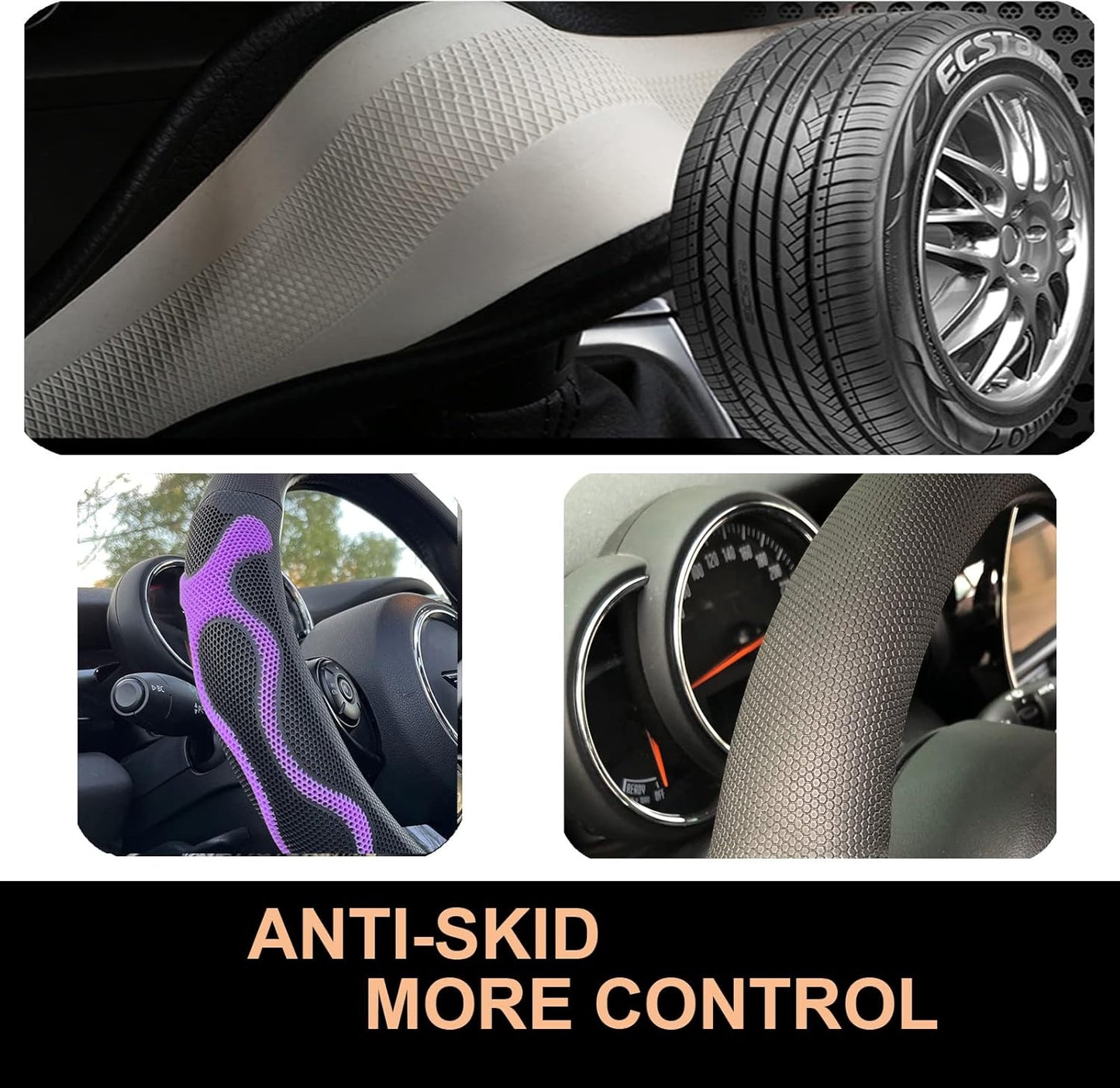 PINCTROT XL Size 17.5-18 Inch Comfy Grip Steering Wheel Cover for Semi Truck, Fits RV, Big Rig Trucker, 18 Wheeler and Classic Cars, Anti-Slip Design 17.5-18 Inch(Silicone Purple)