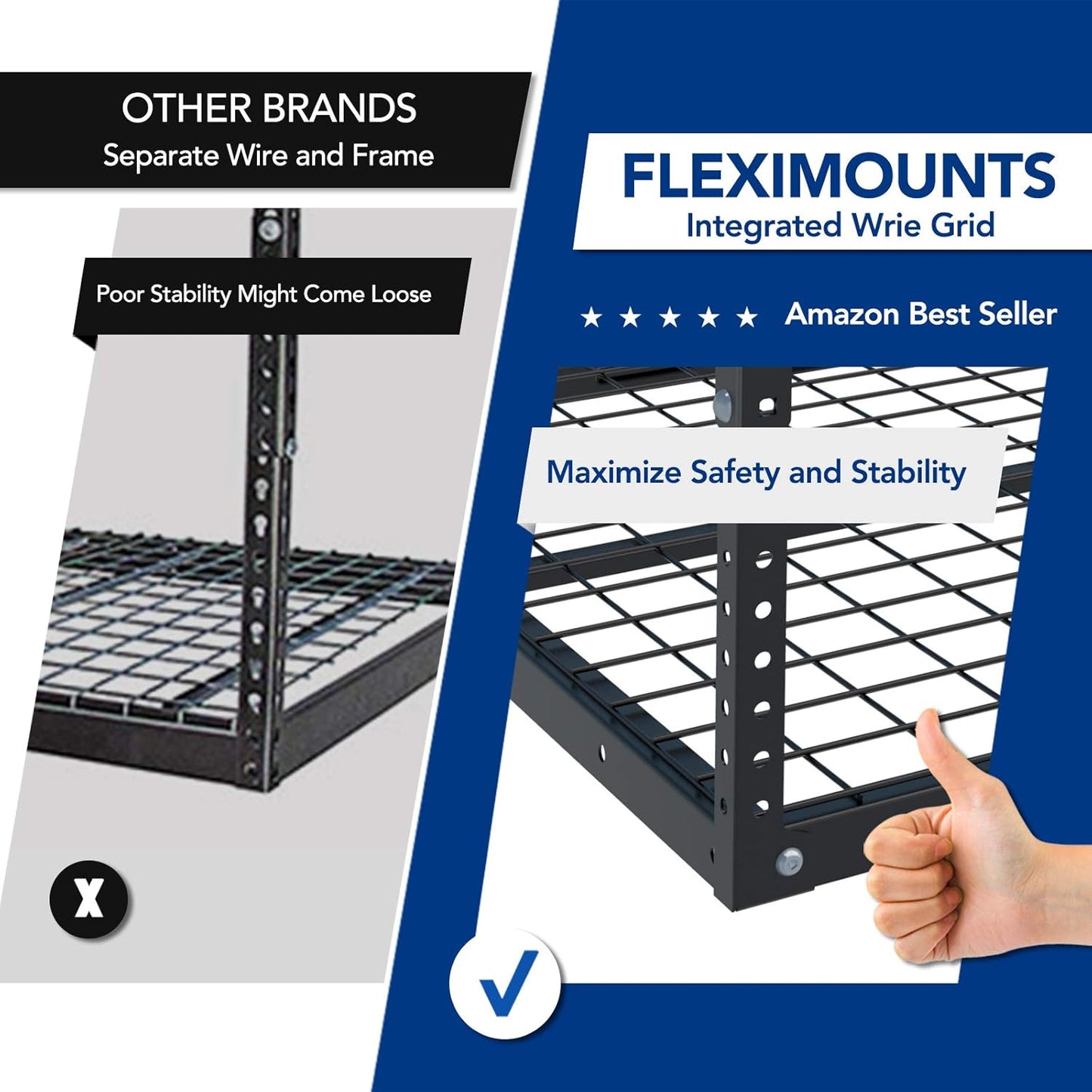 FLEXIMOUNTS 4x6 Overhead Garage Storage Adjustable Ceiling Rack 72" Length x 48" Width x 40" Height, 450lbs Weight Capacity, Black