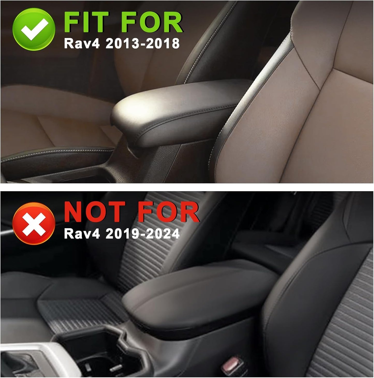 Muslogy Center Console Armrest Cover Compatible with Toyota RAV4 2013-2018 Comfort Armrest Pad Arm Rest Cushion Vegan Leather Protector Regular Thick