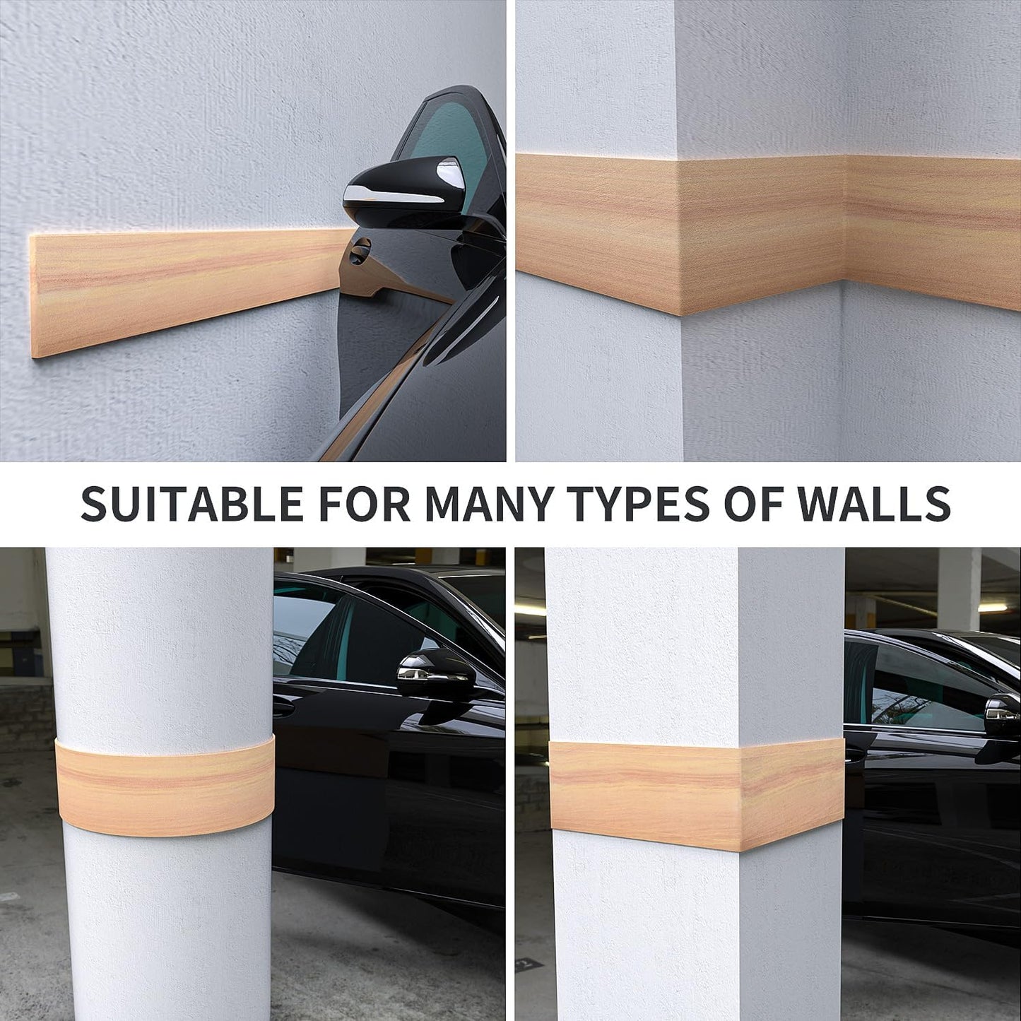 GWP01 Wood Grain Garage Wall Protector Car Door Protectors, Garage Accessories, Parking Stopper for Garage, Tool-Free, Designed in Germany (6.5mm Wood Grain)