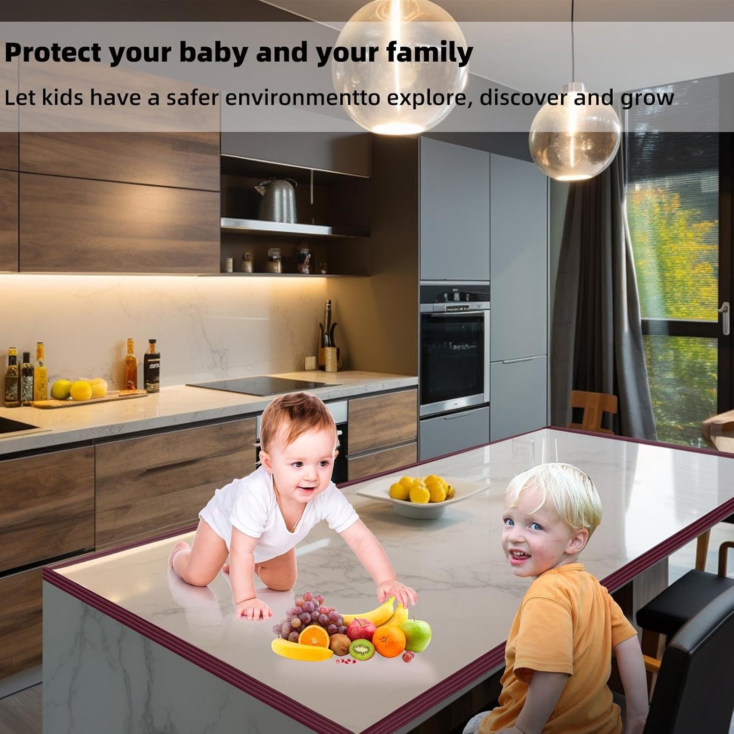 Corner Protector for Baby, Widen Edge Protector with Adhesive Backing, Baby Proofing Edge Corner Protectors Self Adhesive Furniture Corner Guard Bumper for Table, Desk, Fireplace (Brown, 16.4ft)