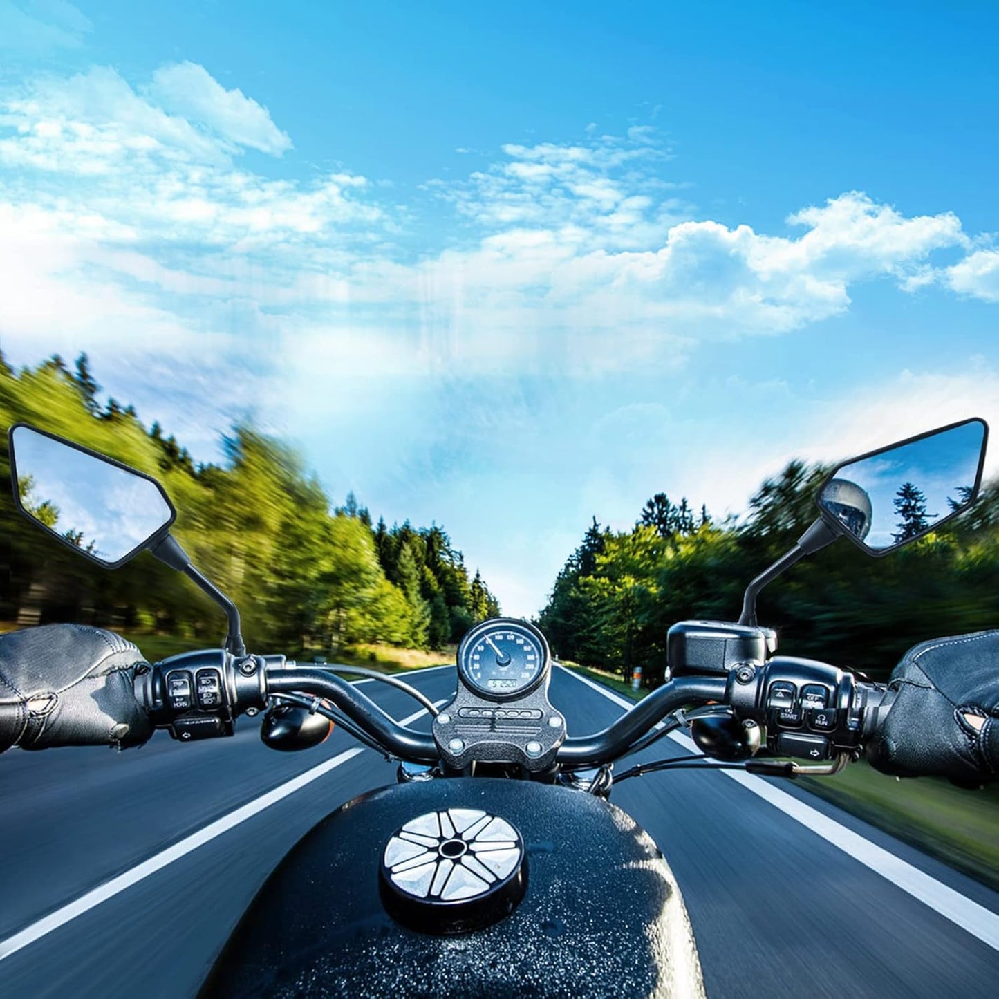 ATV Mirror, Side Rearview Mirrors for Bike Motorcycle ATV Scooter Cruiser with 8mm 10mm Bolt, 7/8" Handle Bar Mount Clamp Compatible with Suzuki Yamaha Honda Kawasaki Victory and More