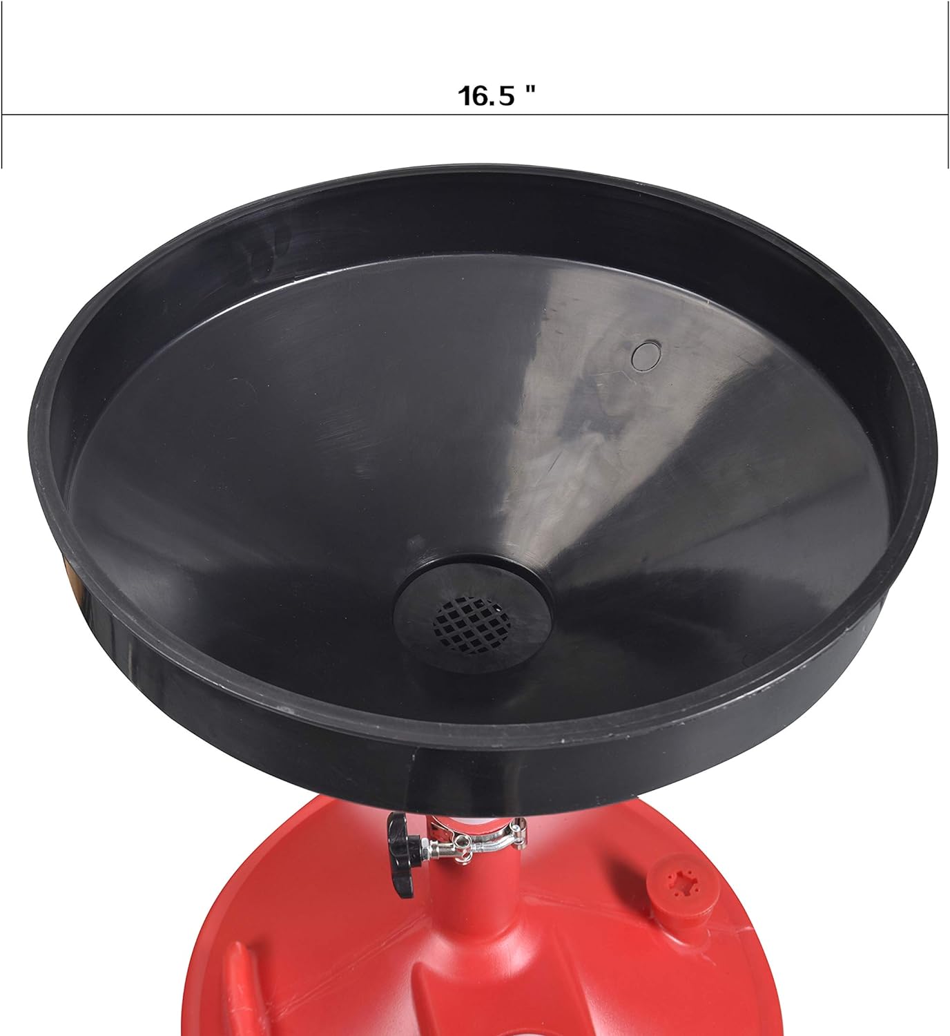 A A IN AA045 8 Gallon Portable Waste Oil Drain,Industrial Fluid Drain Tank with Wheels and Adjustable Funnel Height. Red.
