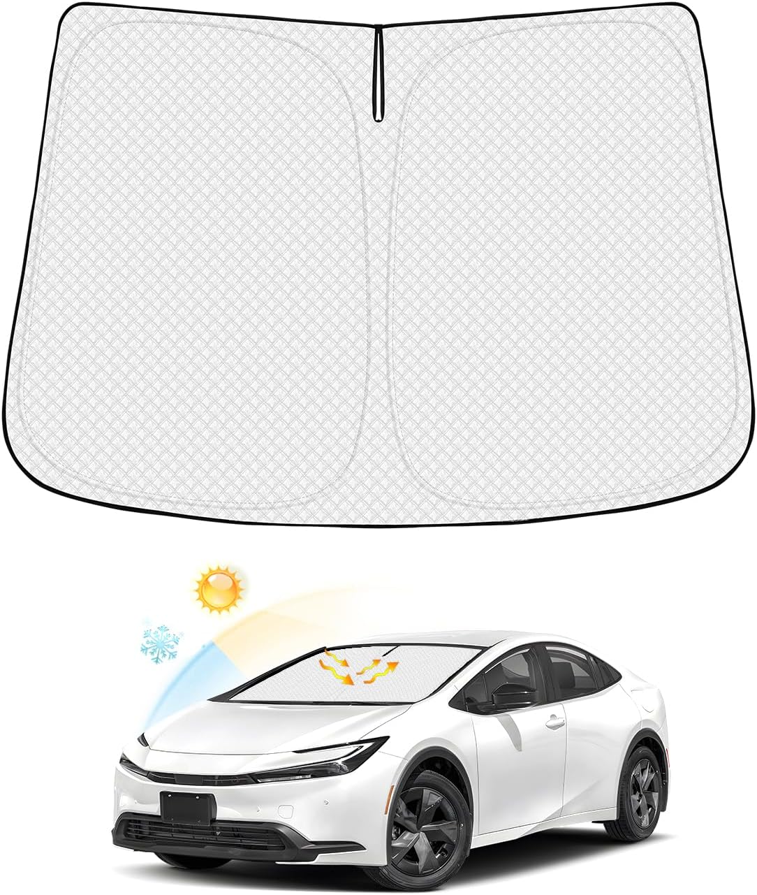 Windshield Sun Shade for Toyota Prius 2023-2025 2026 Accessories Thicken 6-Layer Front Window Sunshade Cover Sun Visor Protector Foldable Block UV Rays Keep Vehicle Cool