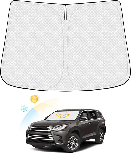 Windshield Sun Shade for Toyota Highlander 2014-2019 Thicken 6-Layer Foldable Front Window Sunshade Sun Visor Protector Block UV Rays Keep Vehicle Cool
