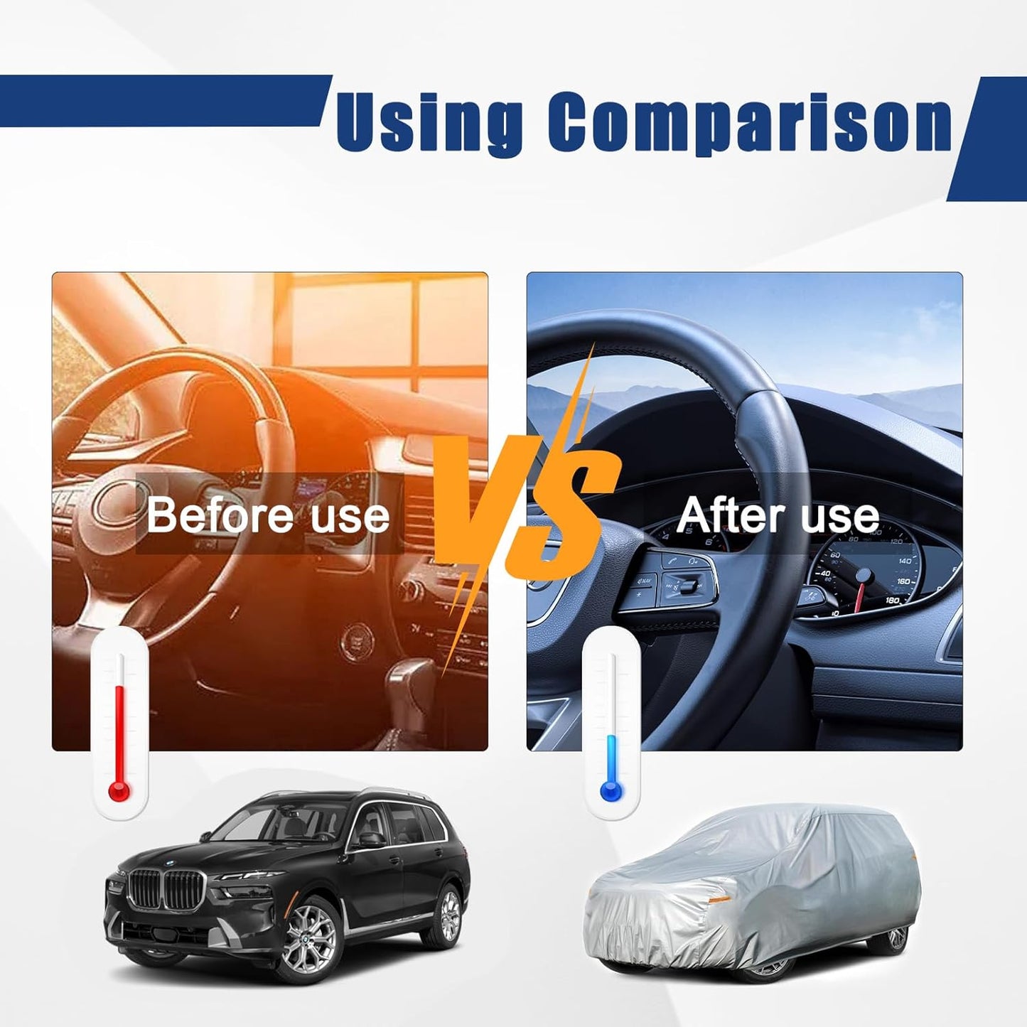 Kayme 6 Layers SUV Car Cover Custom Fit for BMW X7（2018-2025） Waterproof All Weather for Automobiles, Outdoor Full Cover Rain Sun UV Protection.Silver