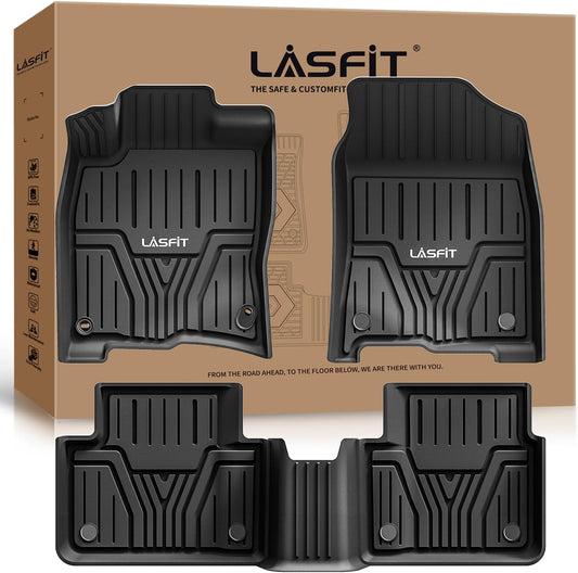 LASFIT Floor Mats for Honda Civic Sedan 2016-2021 & Hatchback 2017-2021 & Coupe 2016-2020, All Weather TPE Custom Fit Floor Liner, 1st & 2nd Row, Black