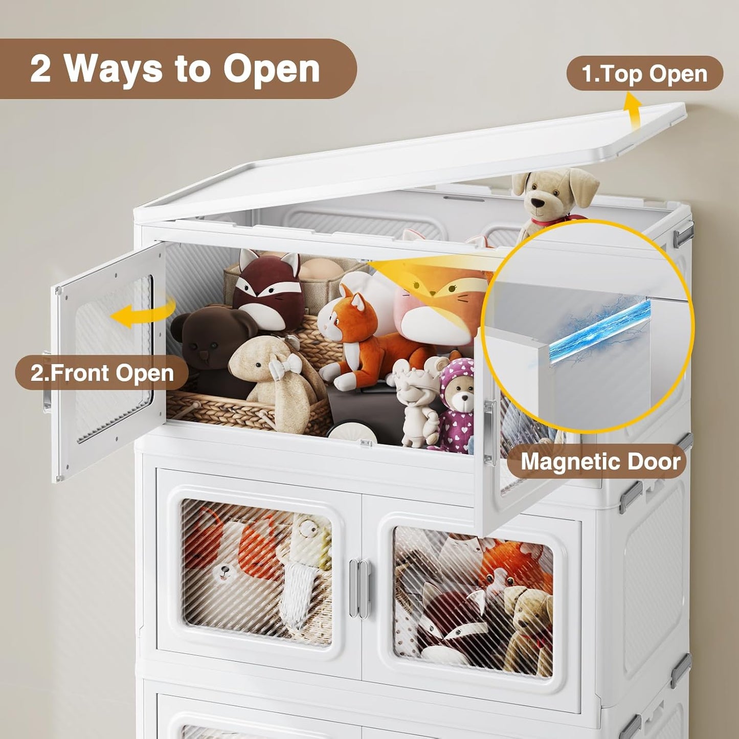 660 Qt Stackable Storage Bin with Lid, 165Gal Extra Large Collapsible Storage Boxes, Folding Plastic Drawer, Heavy-Duty Store Cabinet, Closet Organizer for Home Kitchen, 3 Pack White