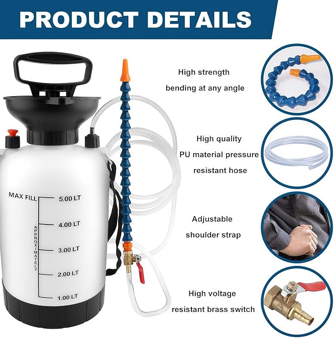 5L High-Capacity Transmission Fluid Pump - Leak Proof Gear Oil Pump Kit with Teflon Tape for Fleet Maintenance, Agricultural Vehicles, Marine Applications.
