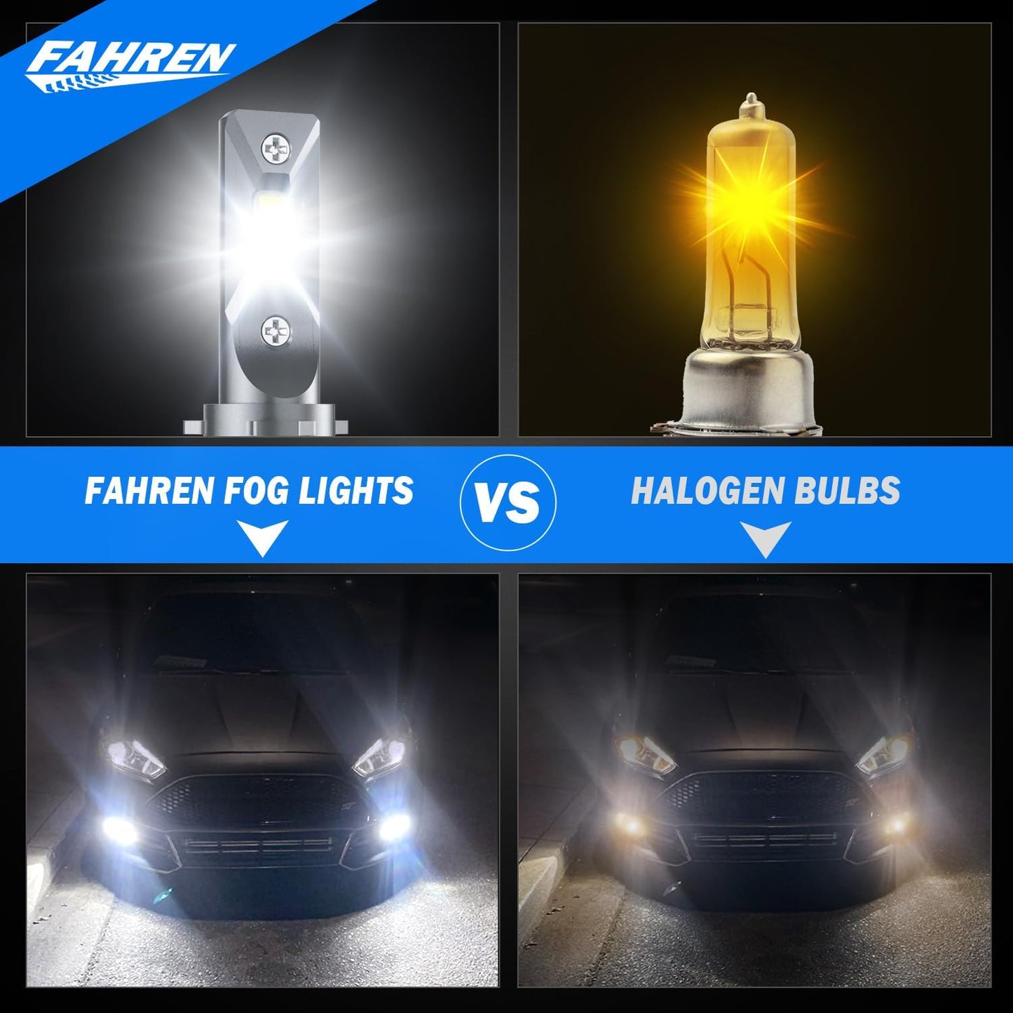 FAHREN 9007 LED Bulb, 33000LM Super Bright, 6500K Cool White, HB5 Driving Bulbs high/low beam with Fan, 60000+ Ultra-long Life, IP68 Waterproof, Plug and Play, Pack of 2