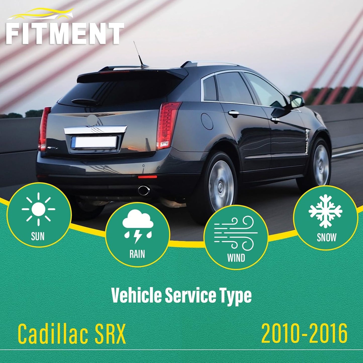 26" 17" 12" Windshield Wiper Blades Replacement for Cadillac SRX 2010 2011 2012 2013 2014 2015 2016 Premium All Weather Front Rear Wipers Set - OEM Quality (Pack of 3)