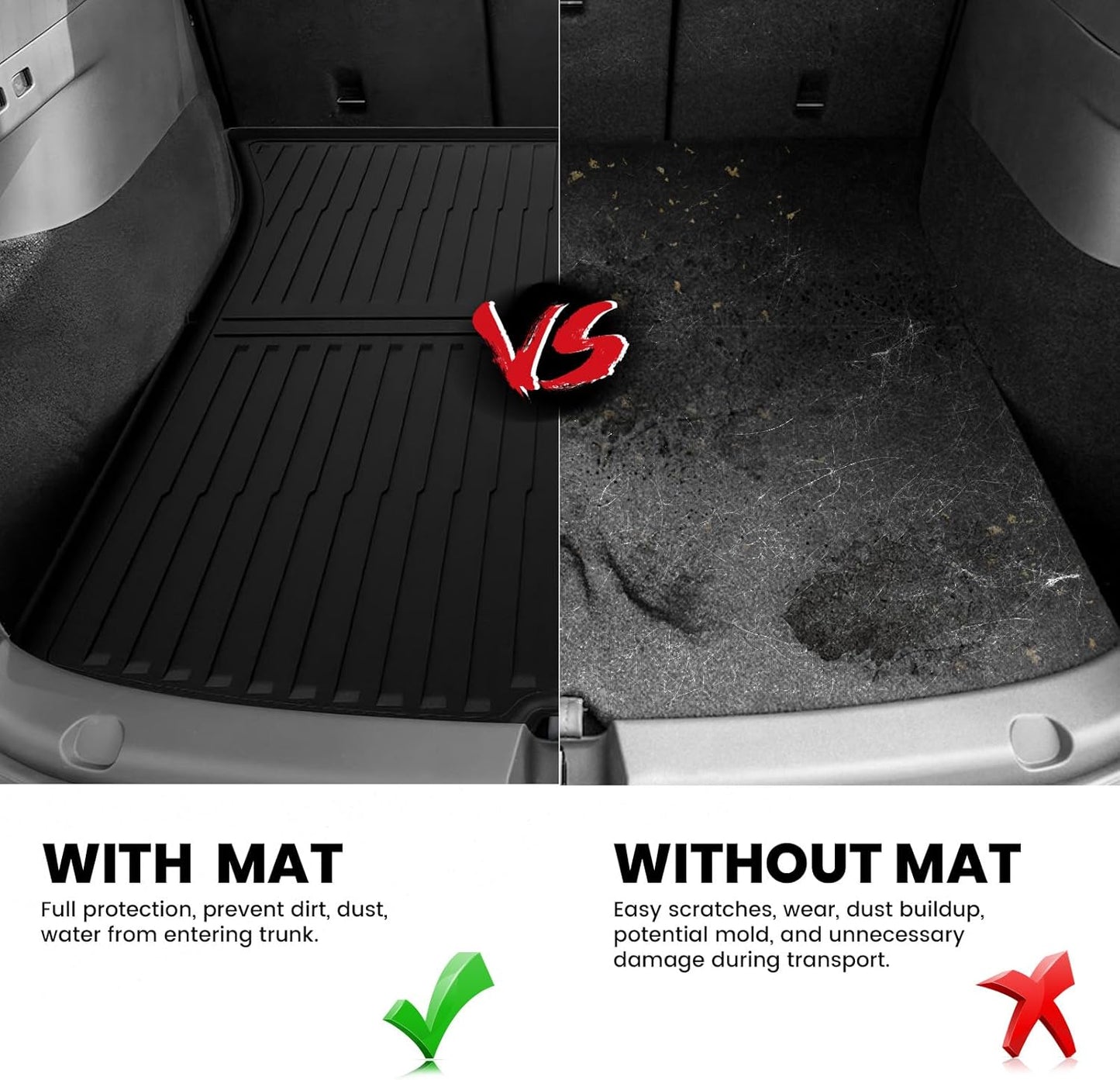 LASFIT Trunk Mats for Tesla Model Y Juniper 2025/2026 Cargo Liners Car Accessories, Custom Fit TPE All Weather Trunk Liners Frunk Rear Sub Trunk Mats Set 4PCS