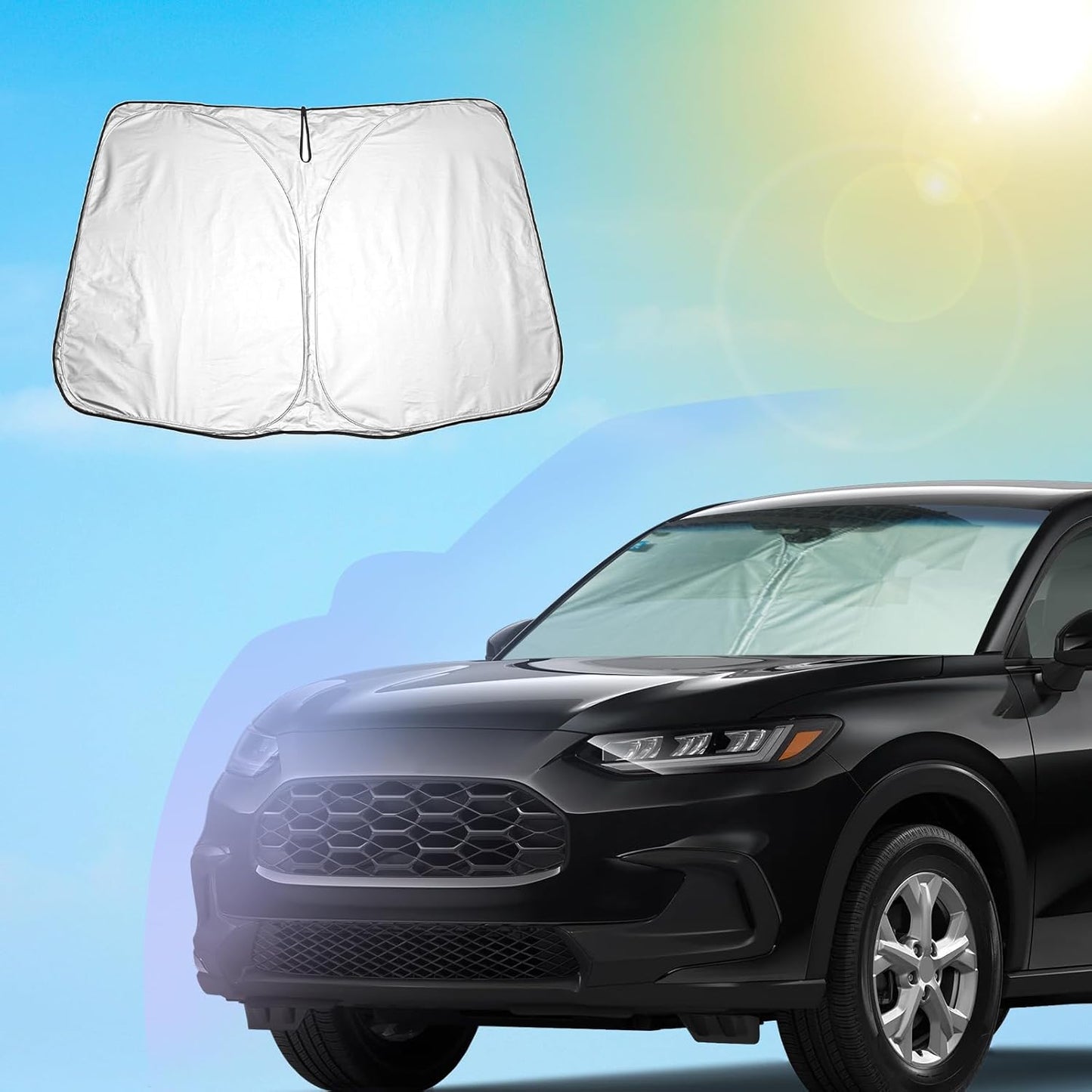 SXCY for 2023-2025 Honda HRV Windshield Sunshade 2023 2024 Honda HRV LX Sport EX-L Accessories 2024 2025 HRV Sunshade Foldable Sun Shield 2023-2025 HR-V HRV Sunshade Block UV Rays for Car Front Window