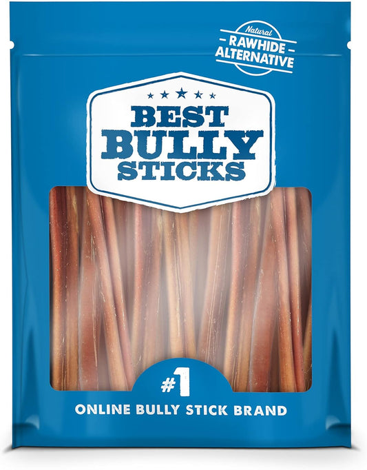 Best Bully Sticks 6 Inch Bully Sticks - 25 Count (Pack of 1) - Natural, Easily Digestible, 100% Grass-Fed, Grain and Rawhide Free