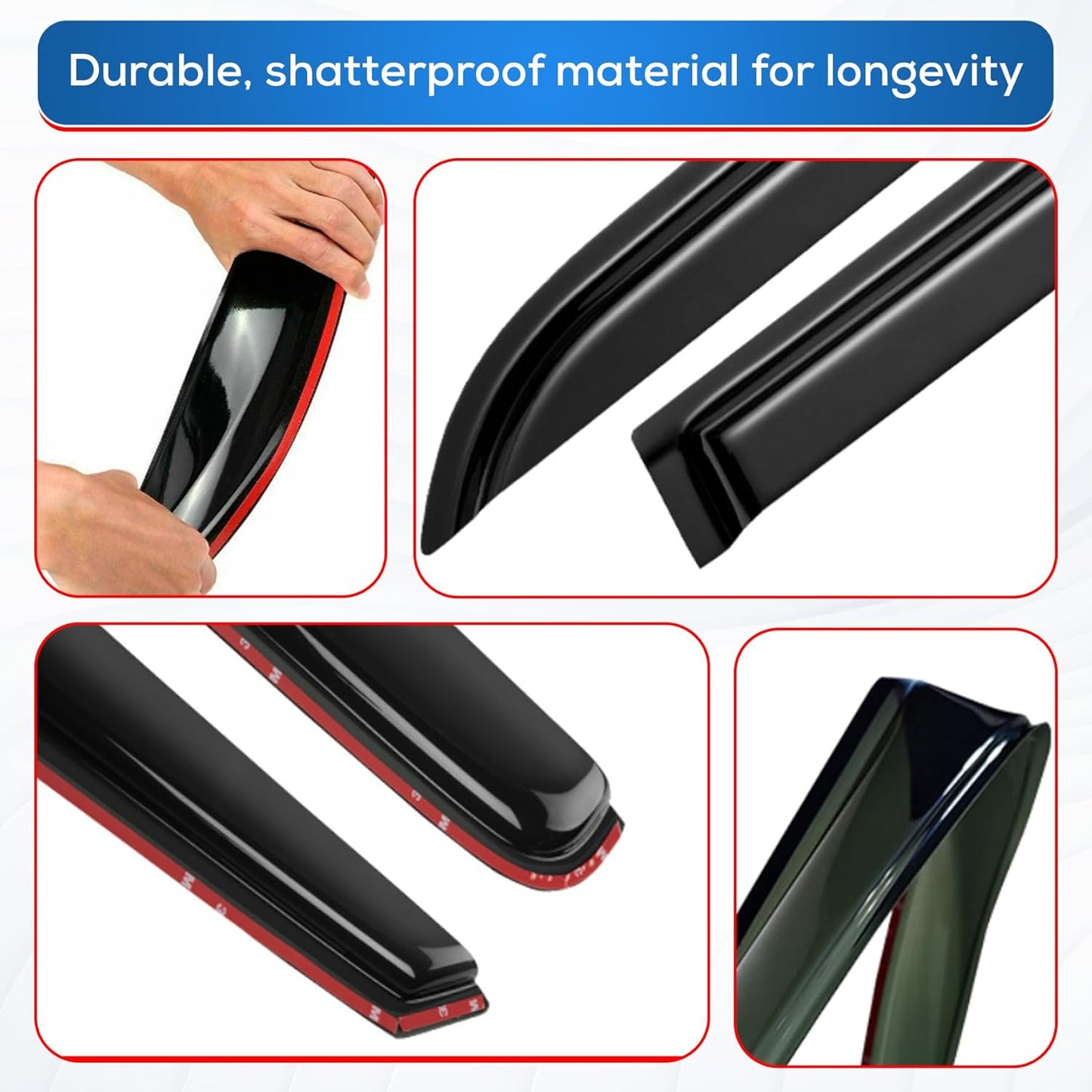 KPY Window Visor Compatible with Toyota Tundra Double Cab 2007-2021, Rain Guard Side Window Vent Deflectors in-Channel Style, 2008 2009 2010 2011 2012 2013 2014 2015 2016 2017 2018 2019 2020 2021