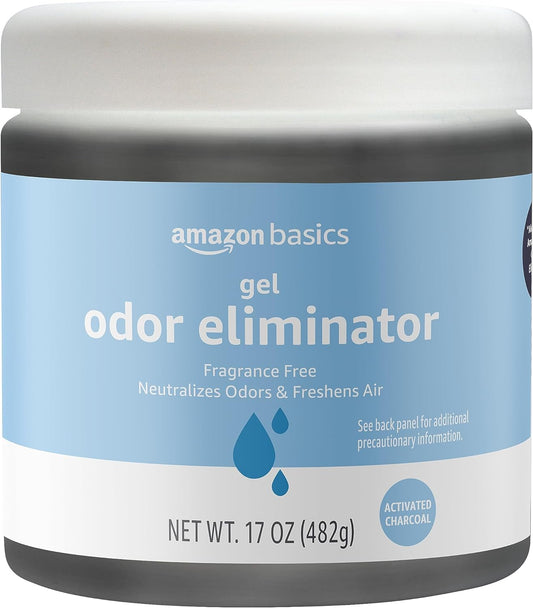 Amazon Basics Gel Odor Eliminator, Activated Charcoal, Fragrance Free, 17 Oz, Pack of 1
