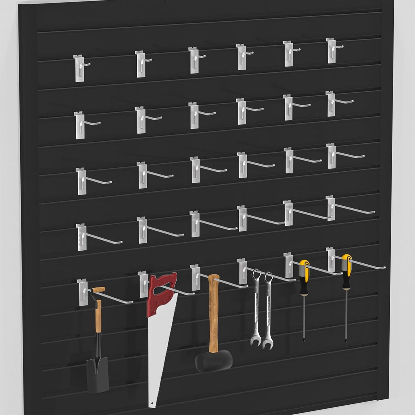 25 PK Silver 10 inch Wall Mounted Slatwall Hooks – Heavy-Duty Storage & Organization Solution
