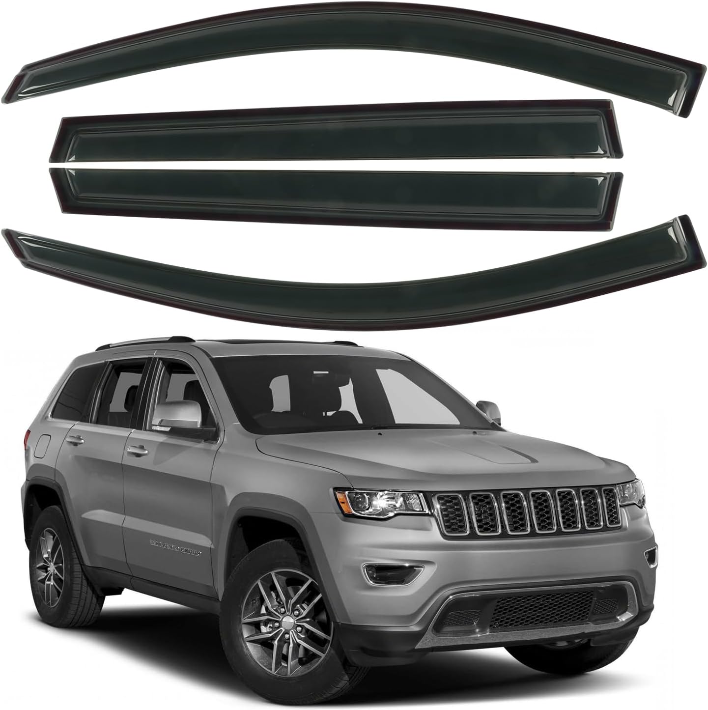 Window Rain Guards Fit for 2014-2023 Jeep Cherokee, Outside Mount Vent Window Visors, Smoke Vent Shade Shield, Car Accessories 2015 2016 2017 2018 2019 2020 2021 2022, 4pcs