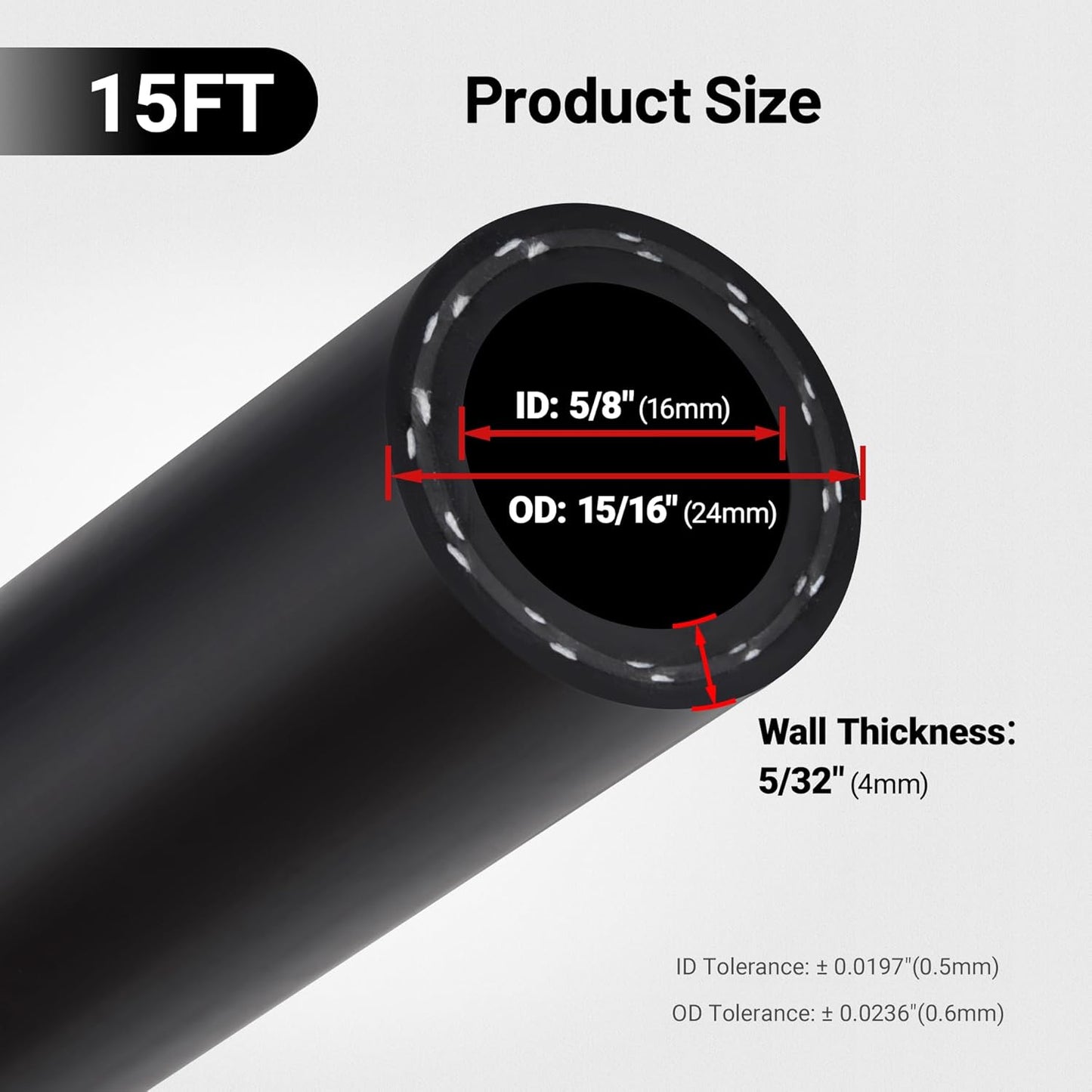 EVIL ENERGY 5/8" Heater Hose Coolant Radiator Straight 100PSI SAE 20R3 15FT Black