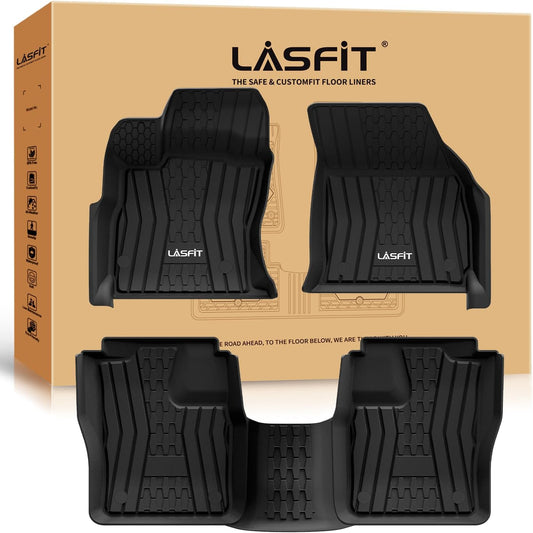 LASFIT Floor Mats Fit for Lincoln Continental 2020 2019 2018 2017, All Weather Floor Liner TPE Custom Fit Car Mats for Lincoln Continental 1st & 2nd Row Rubber Mats, Black,Tasteless