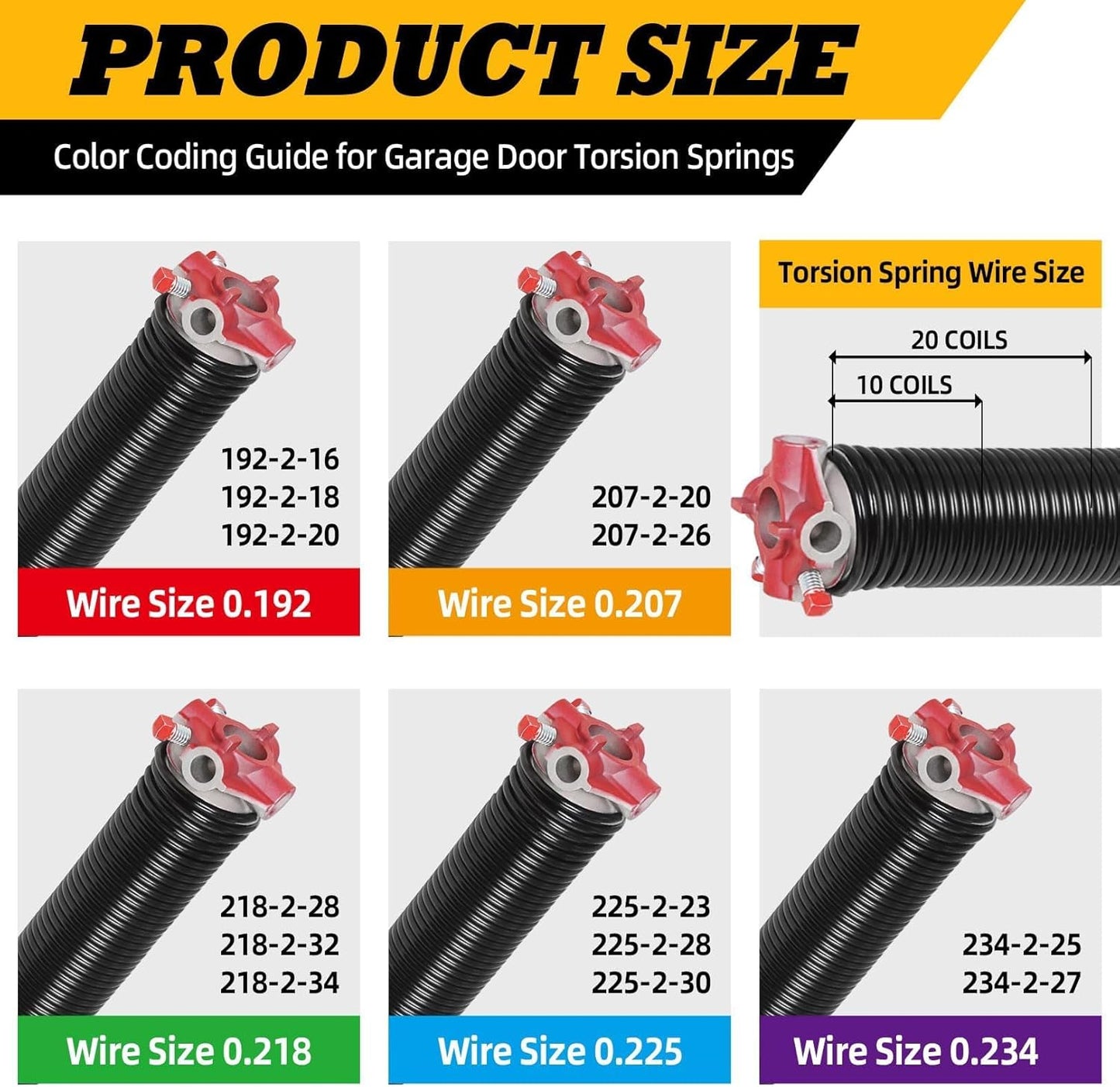 Pair of 2"Garage Door Torsion Springs Set with Non-Slip Winding Bars, Electrophoretic Coated (0.218X2"X34")