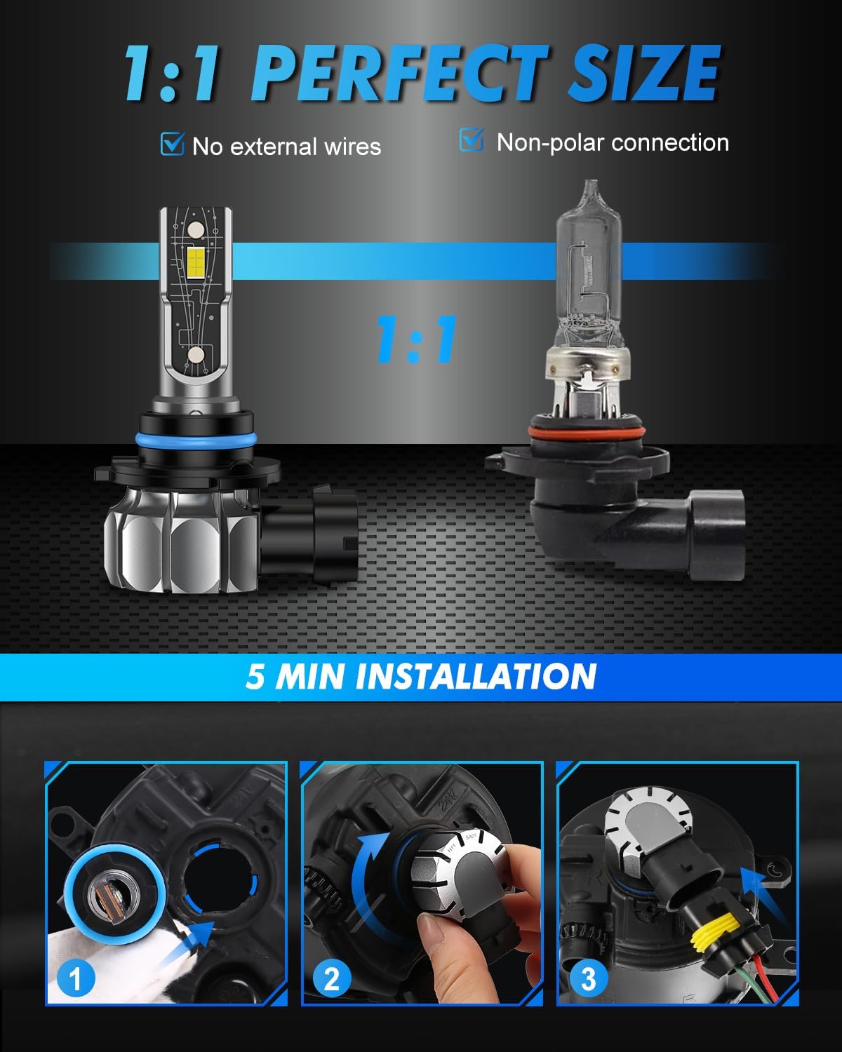 FAHREN H10/9145/9140 LED Driving Fog Light Bulbs, 18000LM Brighter Fanless, 6500K Cool White Driving Fog Lights, Play and Plug, Halogen Replacement Bulbs for Cars, Trucks, SUVs (Pack of 2)