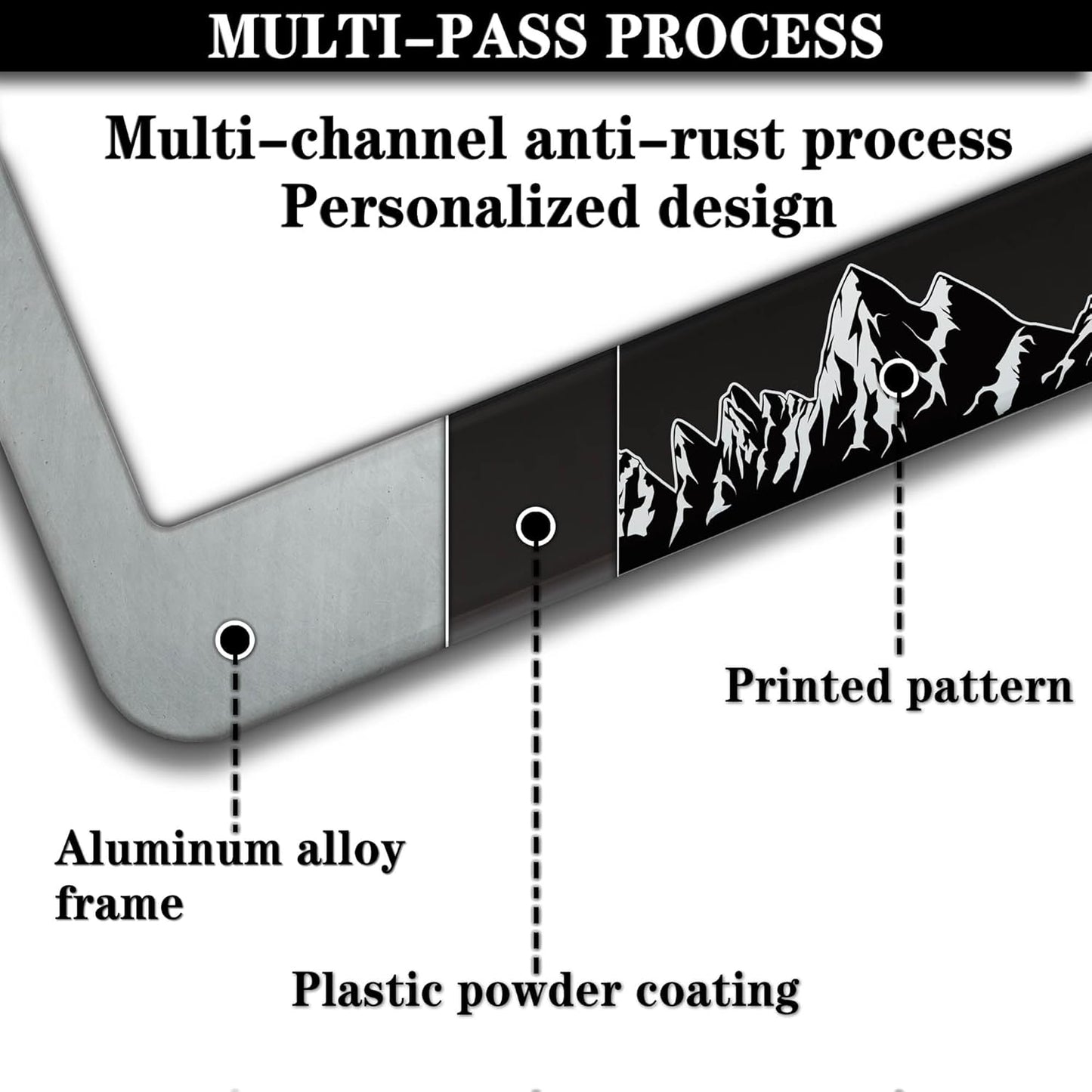 License Plate Frames Black and White License Plate Frame Holder Mountains are Calling for Overlanding Aluminum Metal Car Accessory 2 Pack with Screw Covers Set
