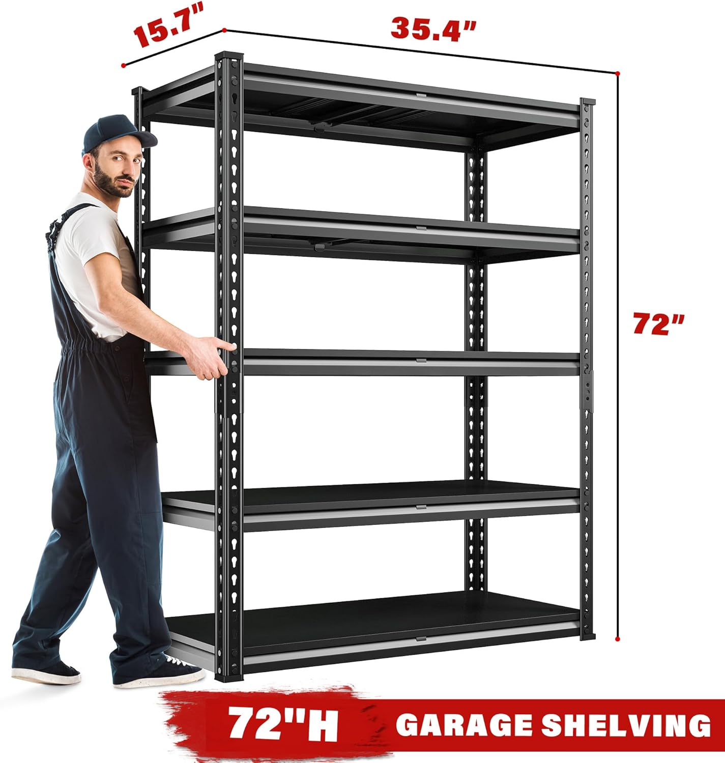 REIBII 3000LBS Garage Shelving 72" H Storage Shelves Heavy Duty Adjustable Metal Shelves for Storage Industrial Metal Shelving for Pantry Kitchen Basement