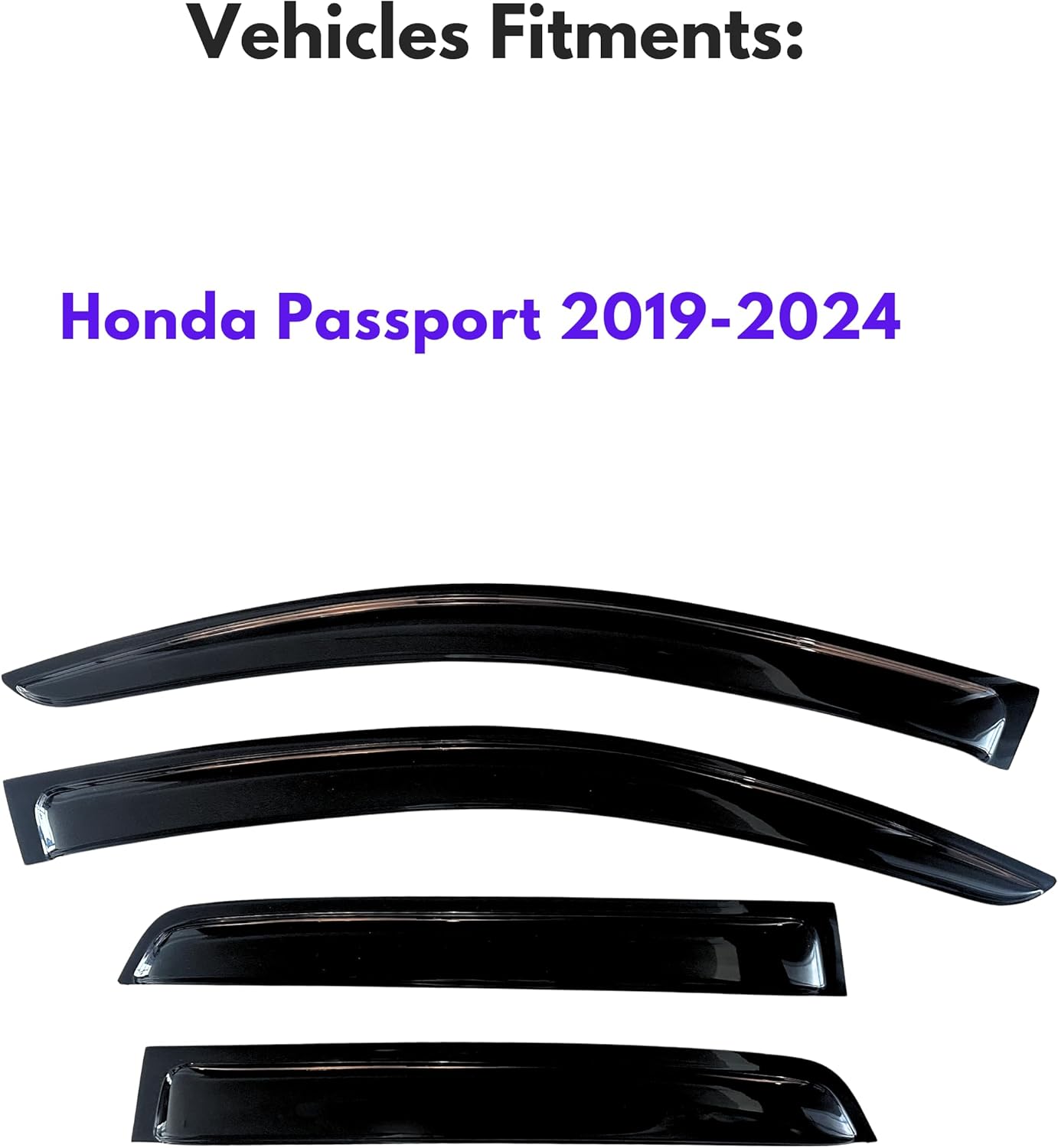 KPY Window Visors Compatible with Honda Passport 2019-2024, 4PC Rain Guard Side Vent Deflectors Tape-On Style, 2019 2020 2021 2022 2023 2024