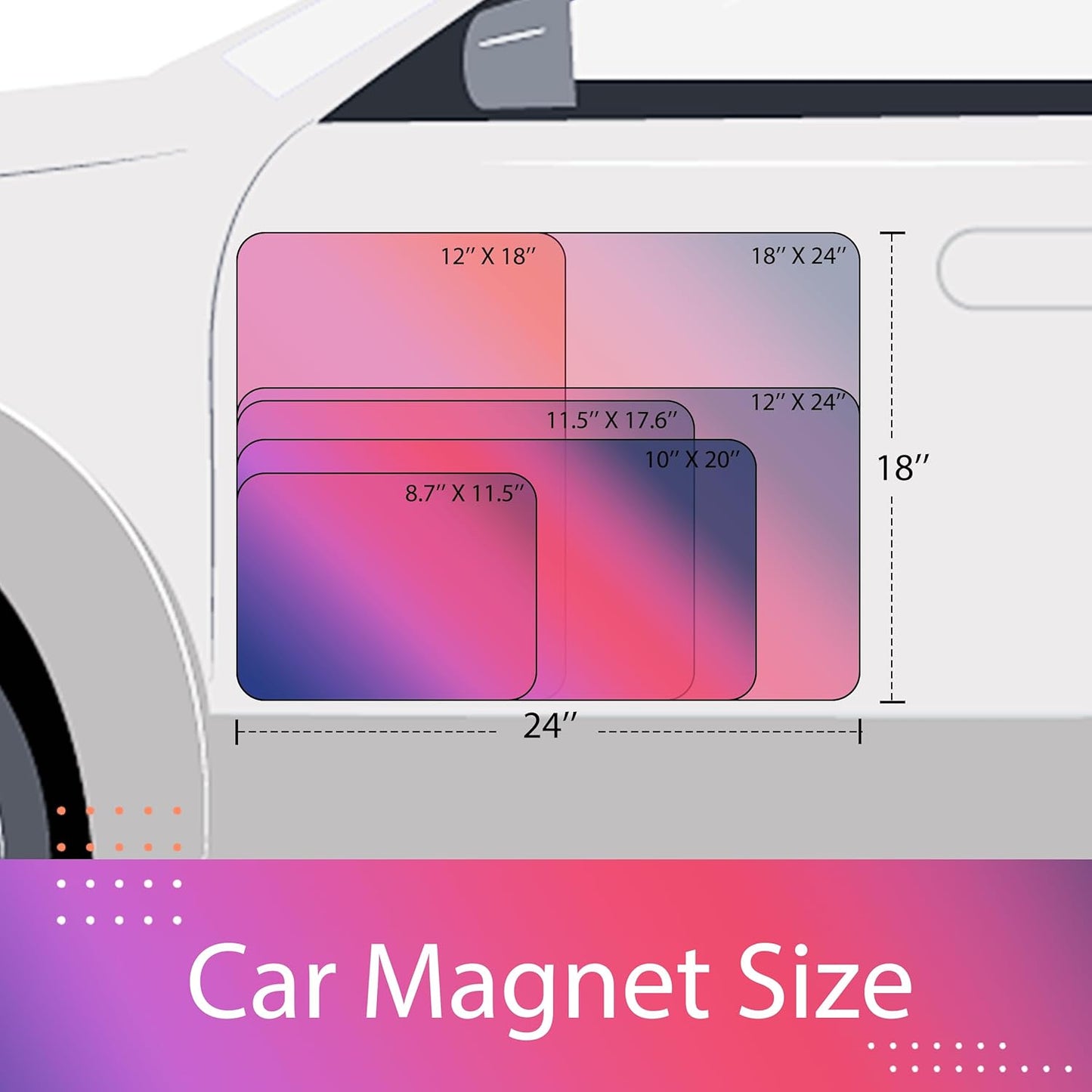 Custom Car Magnet for Business 2-Pack Vivid Printing Reflective Fade-Resistant Material Car Advertising Sign Personalized Magnetic Sheets for Vehicles Multi Size 10x20in