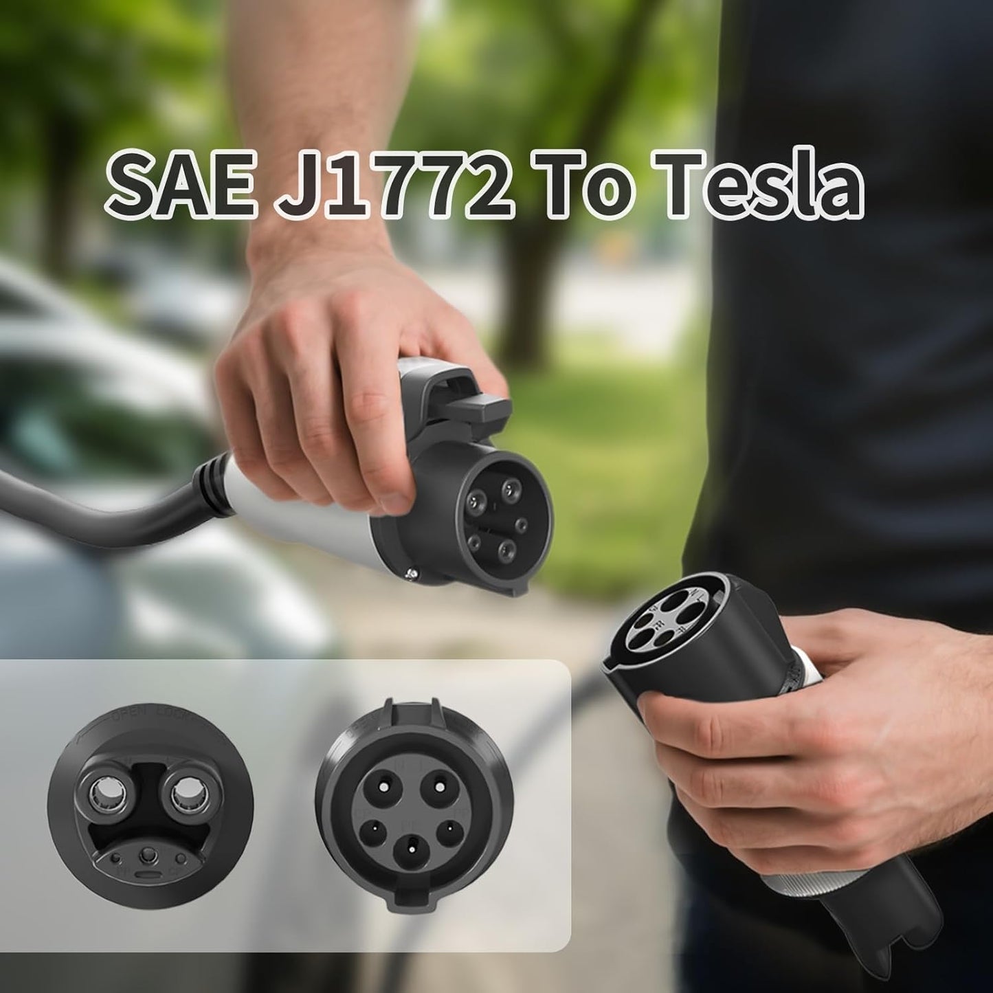 J1772 to Tesla Charger Adapter, 32 Amp / 220V, Compatible with All Tesla Cars, J1772 EV Adapter for Tesla Car Charging
