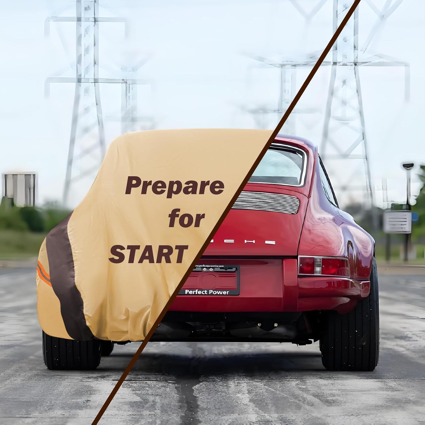 Car Cover Waterproof All Weather Compatible with Toyota Camry Sedan Solara (1996-2024), Outdoor Anti-UV Sun Rain Protection Full Exterior Cover (Camel with Brown)