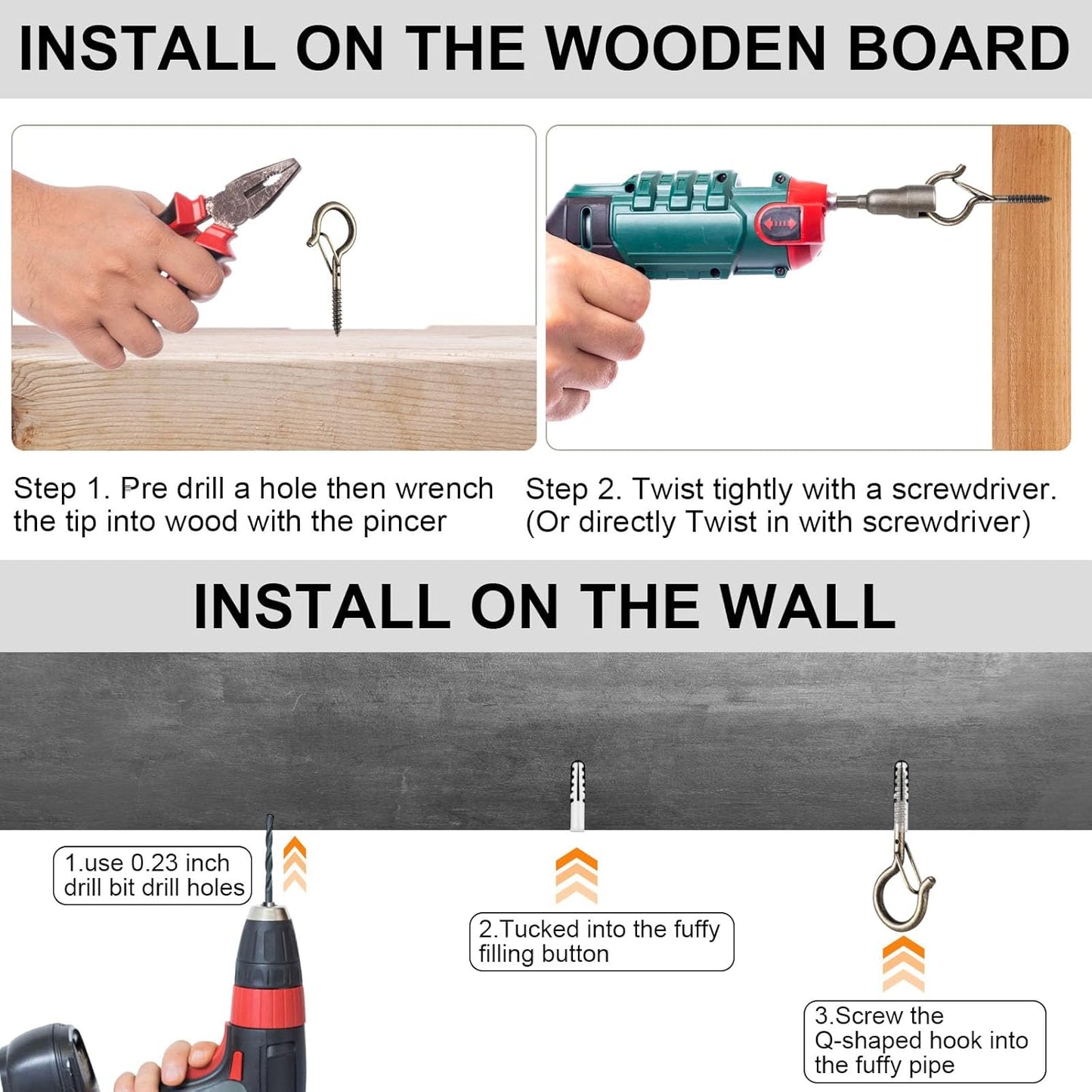 96 PCS Q-Hanger Hooks, Screw Hooks for Outdoor String Lights, Safety Buckle Design Cup Eye Hook for Hanging Christmas Lights, Plants, Mounted on Wall Ceiling, Include 1 Wing Nut Driver, Copper