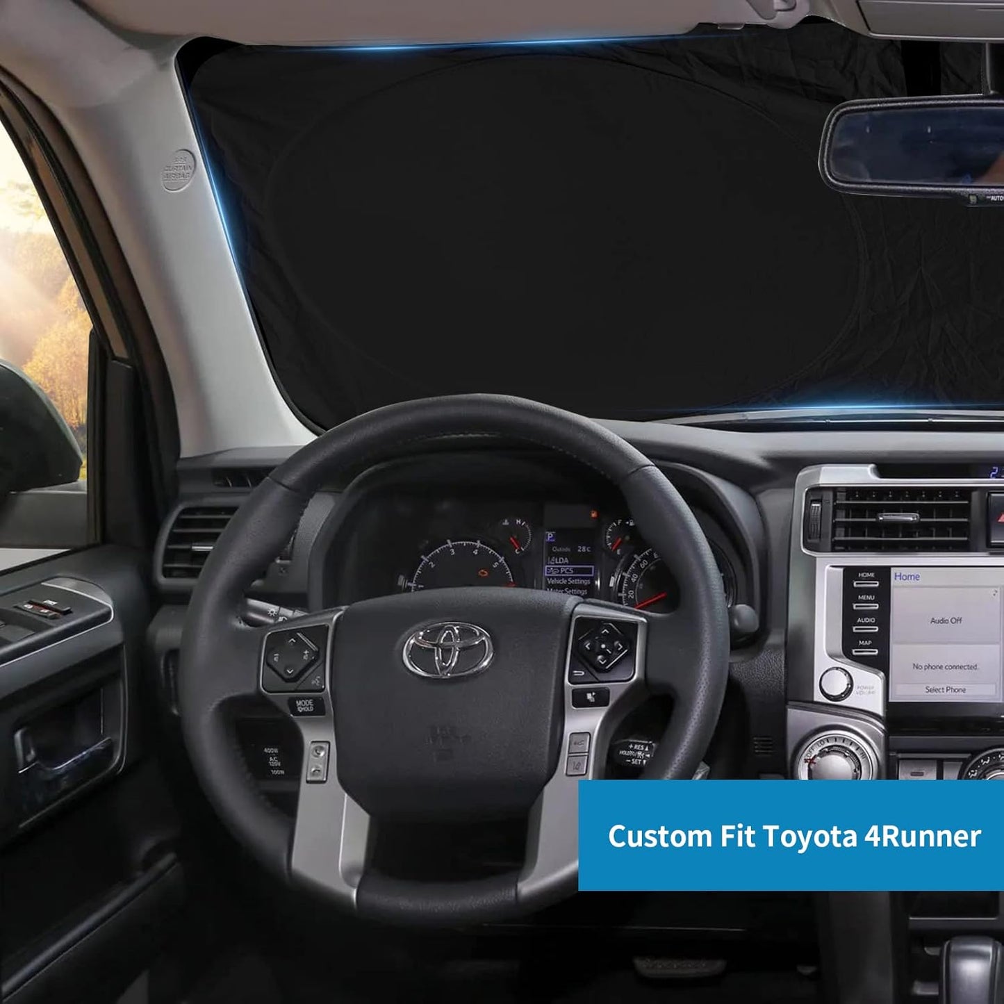 Car Windshield Sun Shade for 4Runner 2003-2009-Sunshade for Front Window Cover Custom Fit Toyota RAV4 4Runner Sequoia Land Cruiser Sun Visor Protector 210T Fabric Foldable Shades Block UV Ray (M+