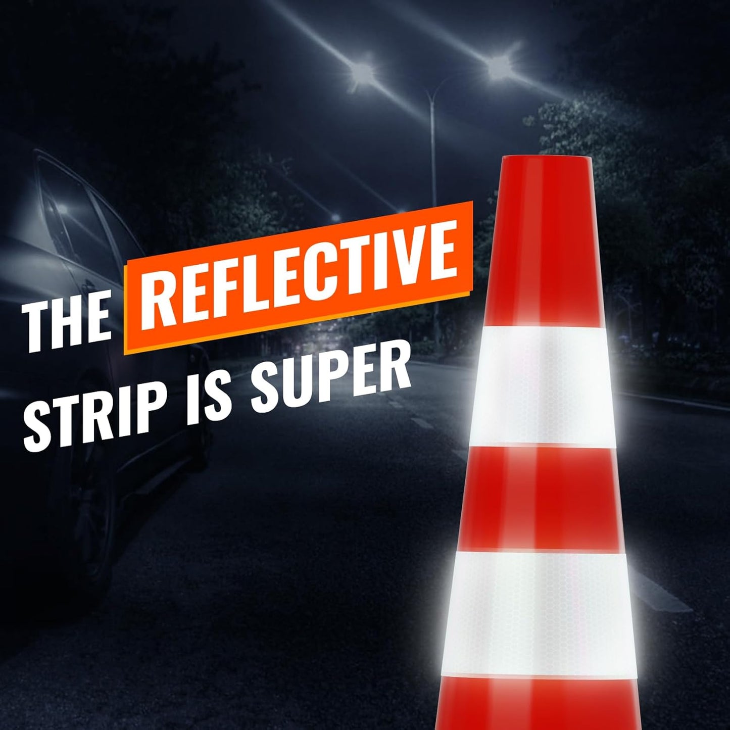 Traffic Cones 28 inch Orange 12 Pack Heavy Duty Safety Cones with Reflective Collars Fit Parking Lot,Driveway Road Traffic Control Construction Cones