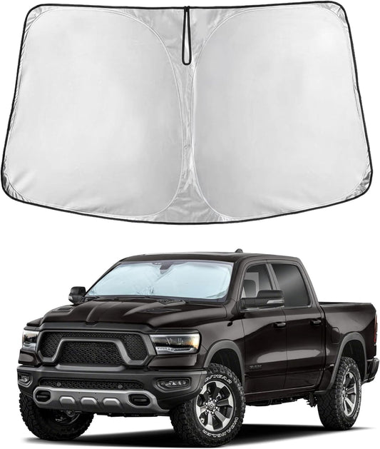 for RAM Pickup Truck Accessories 2019-2024 2025 EcoNour Car Windshield Sunshade - Front Window Sun Protector for UV & Sun Heat - Dodge RAM 1500, 2Dr RegularCab, 4Dr QuadCab, CrewCab, MegaCab