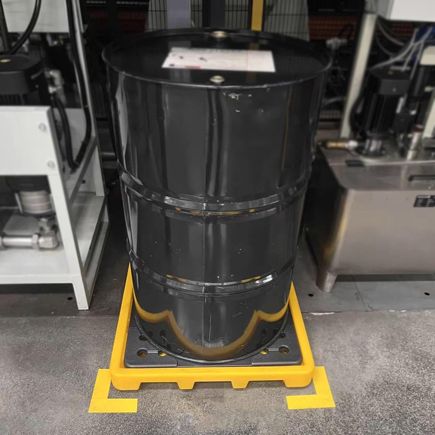 2 Drum Containment Spill Pallet, Polyethylene Low Profile Paint Bucket Tray, Industrial Garage Storage Detachable Shipping Leakproof Platform (Color : Yellow-1 Pack, Size : 19.3"x14"x3.7")