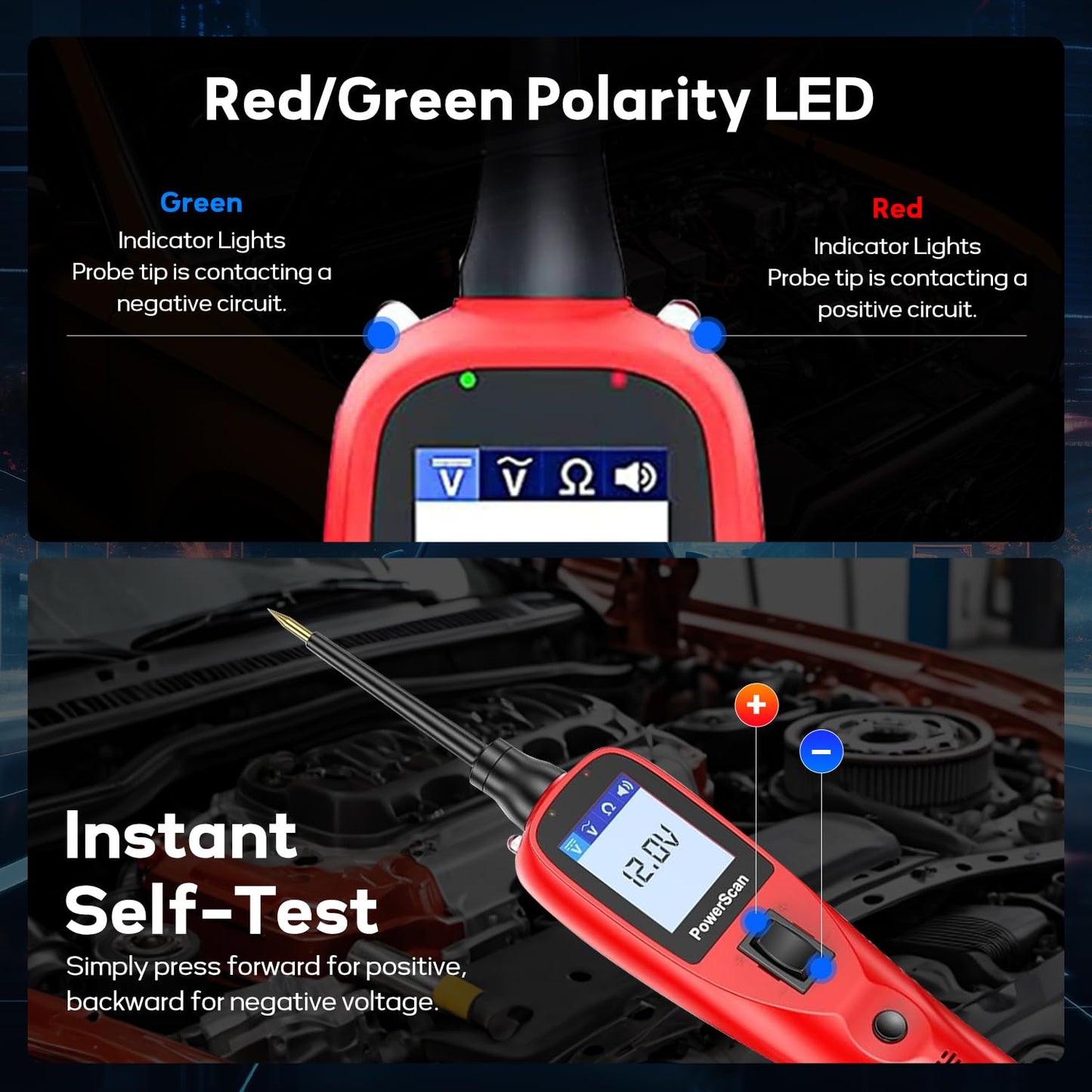 Autel PowerScan PS100 Power Circuit Probe Tester - 2025 12V 24V Car Circuit System Diagnostic Tool, Open Breaker Short Finder, Read AC/DC Resistance, Activate Component, w/ 20ft Cable, for 99% Cars