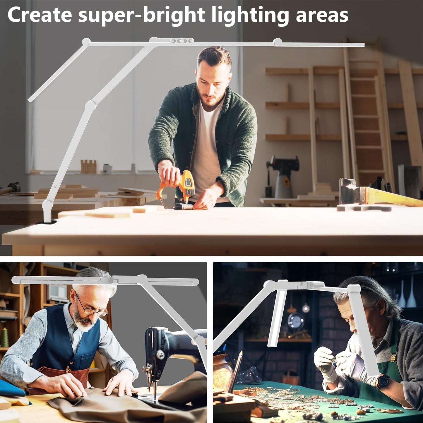 36W Ultra Bright Architect Desk Lamp with Clamp, Tall Overhead Rotatable Led Desk Light for Home Office, 47Inch Long Adjustable Monitor Light Bar with Remote for Computer Screen Desktop Table