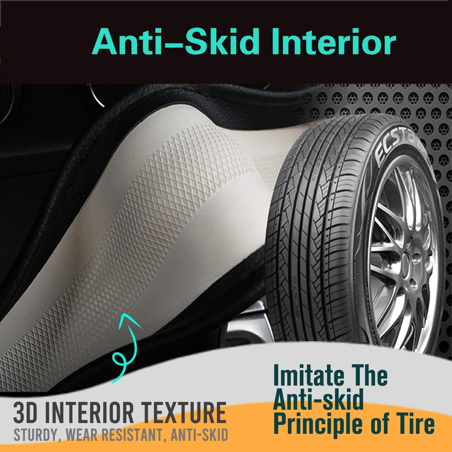 PINCTROT D Shaped 14.5-15 Inch Steering Wheel Cover Great Grip with 3D Honeycomb Anti-Slip Design, Flat Bottom 14.5-15 Inch (Blue)