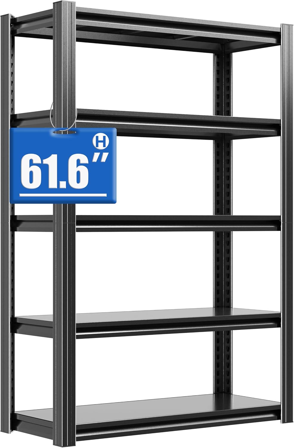 Metal Storage Shelving Heavy Duty, Shelves Unit for Garage, Adjustable 5 Tier Storage Rack, Industrial Utility Shelf for Garage, Warehouse, Basement, Kitchen,12"D x 27.6"W x 60.8"H, Black