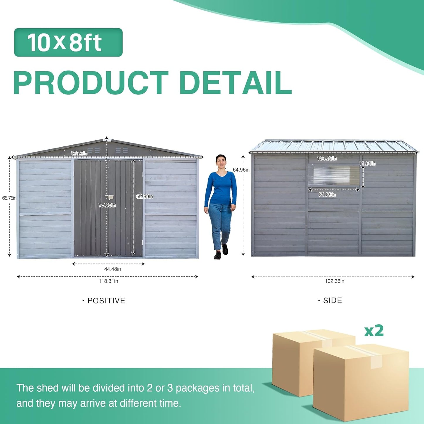 MyVoice 8x10 FT Wooden Outdoor Storage Shed with 4 Vents & 2 Adjustable Windows, DIY Cedar Tool Shed Kit, Garden Bike Firewood Storage, Waterproof Backyard Outdoor Shed for Patio, Lawn, Yard & Garage