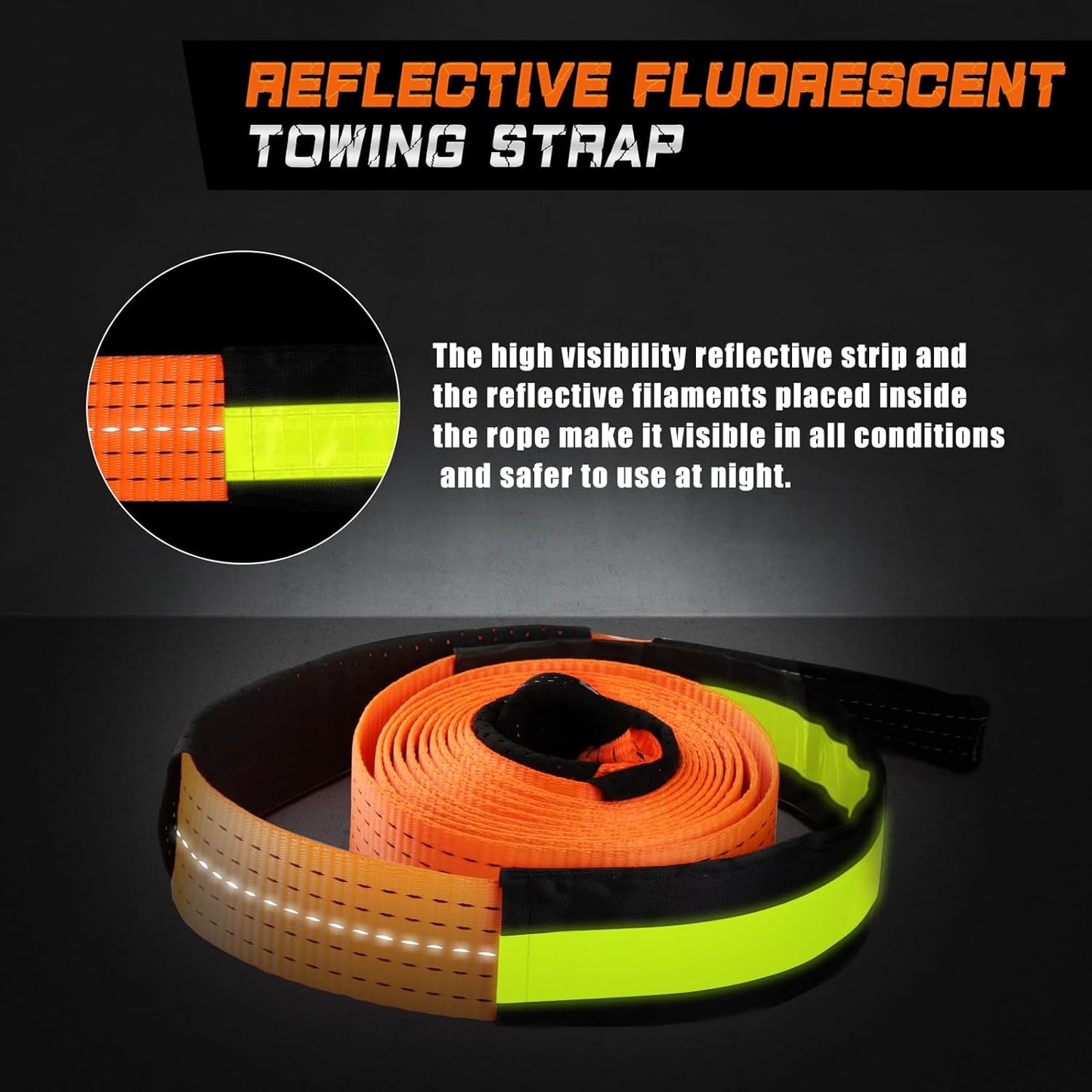 MAIKEHIGH Tow Strap Heavy Duty with Hooks, 2"×16ft 22,000Lbs Tow Rope with D-Ring Shackles (2pcs) + Protective Gloves (2pcs), Emergency Recovery Strap for Car Truck SUV ATV (Orange)