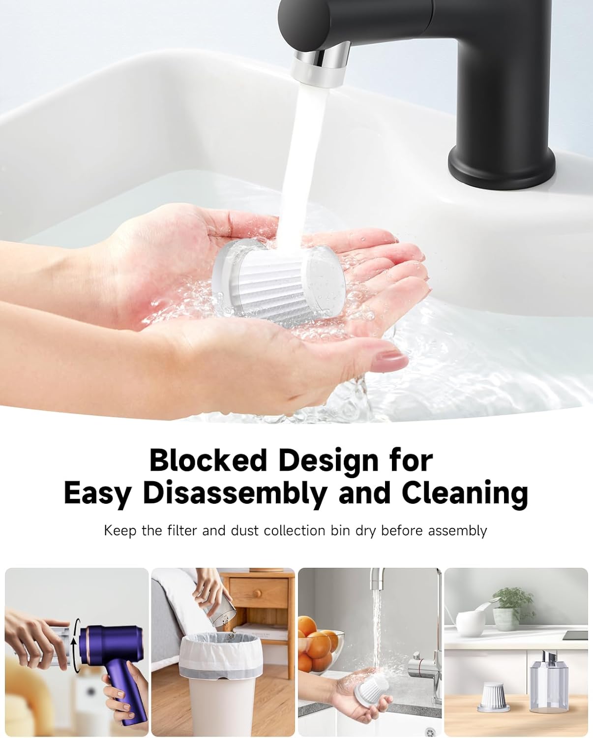 Handheld Vacuum Cordless Rechargeable with LED Light and Multi-Nozzles,15000 Pa Car Vacuum Portable Cordless, 120W Powerful Mini Vacuums Cleaner for Home, Car, Pet Hair, DC Motor, Blue