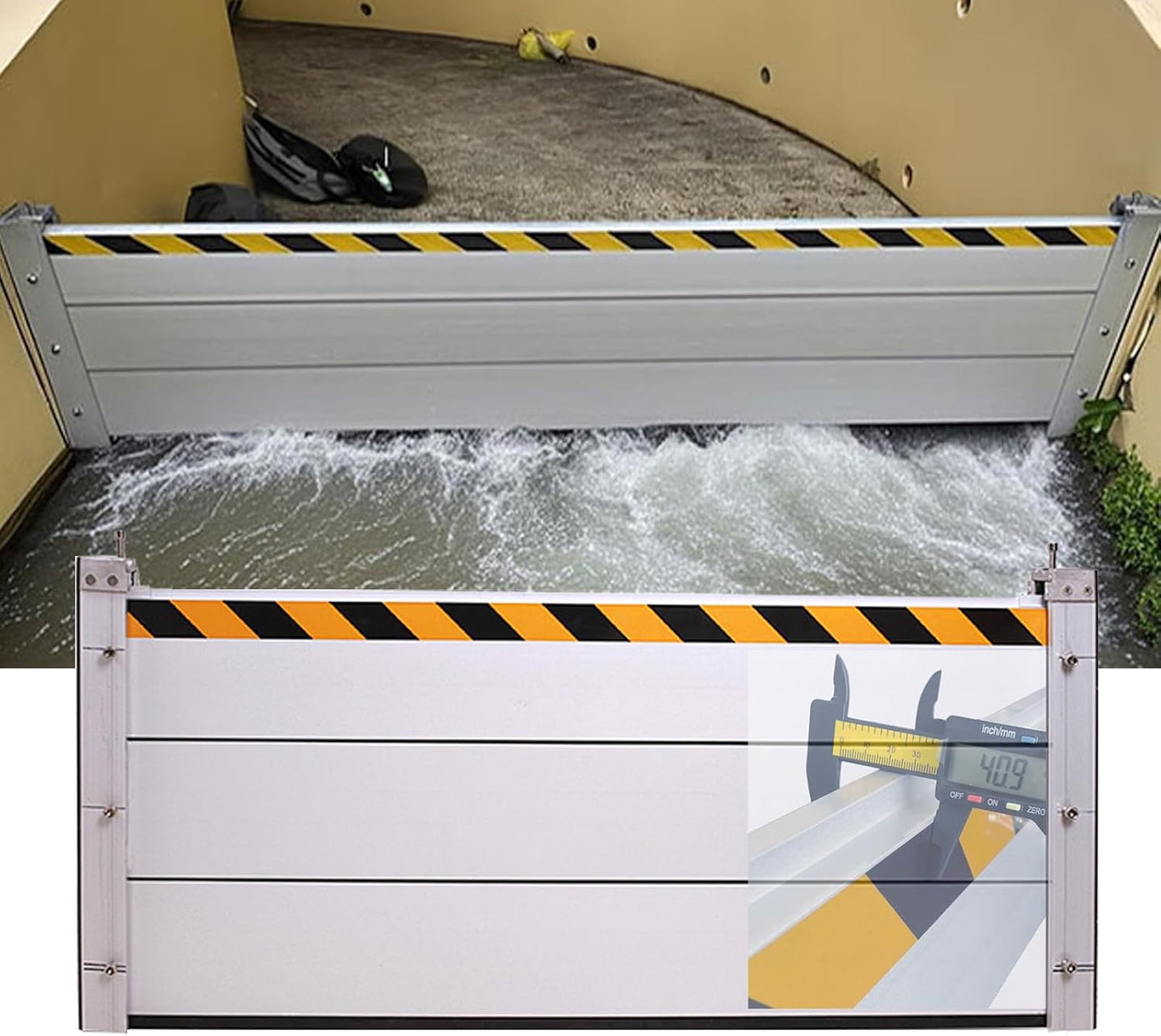 Reusable Heavy Duty Aluminum Flood Barriers for Home Exterior, Flood Protection Barriers Water Barrier Door Quick Detachable Garage Doors Detachable Mobile Rain Water Baffle ( H 47.2 inch L 19.5FT)