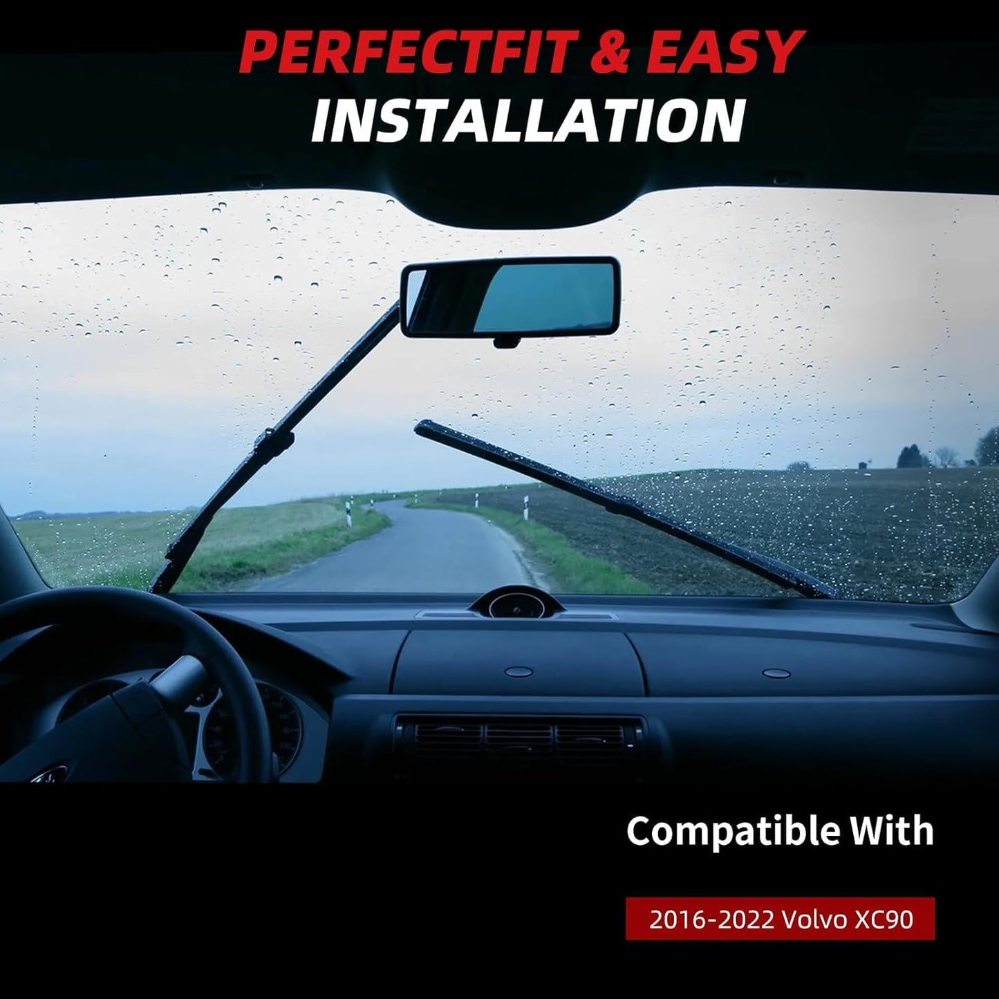 OTUAYAUTO Premium Windshield Wiper Blades - Replacement for Volvo XC90 2016-2022 - Precision Fit, All-Weather Performance, Front and Rear Wiper Blades, Top Lock - 24"+20"+14" (Pack of 3)