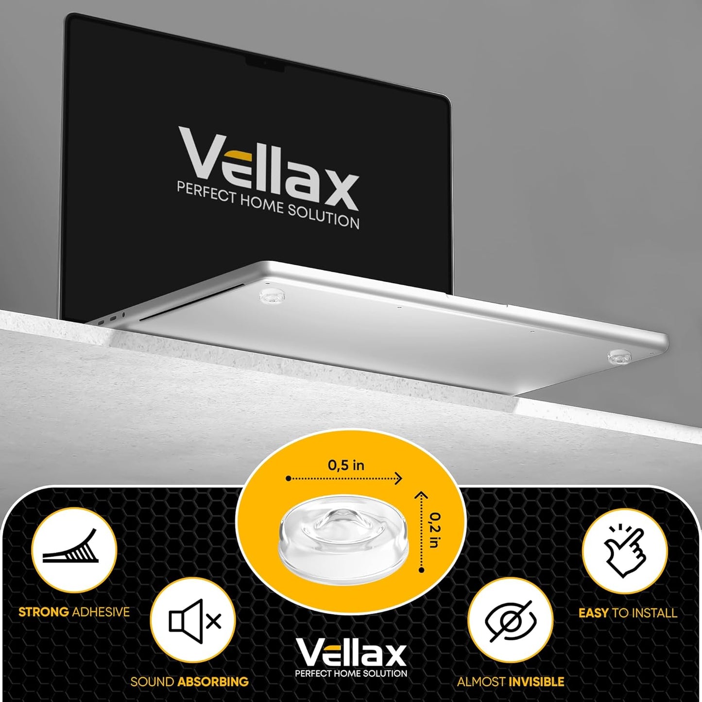 45 Clear Silicone Cabinet Door Bumpers – Self-Adhesive Pads, Quiet Soft Close Drawer Stoppers, Kitchen Sound Dampening Jelly Buttons – Vellax